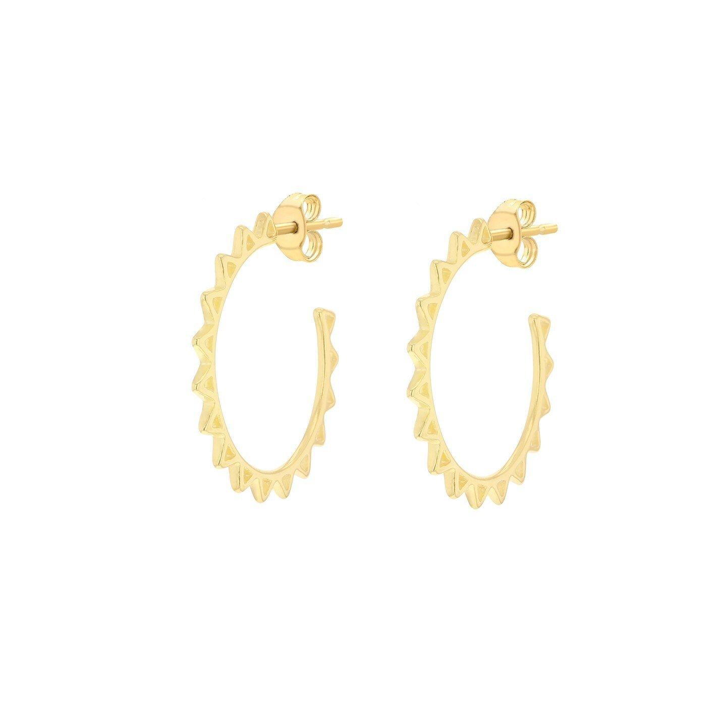 Gold - Be You - Sterling Silver Gold Plated Spiked Half-Hoops - 1