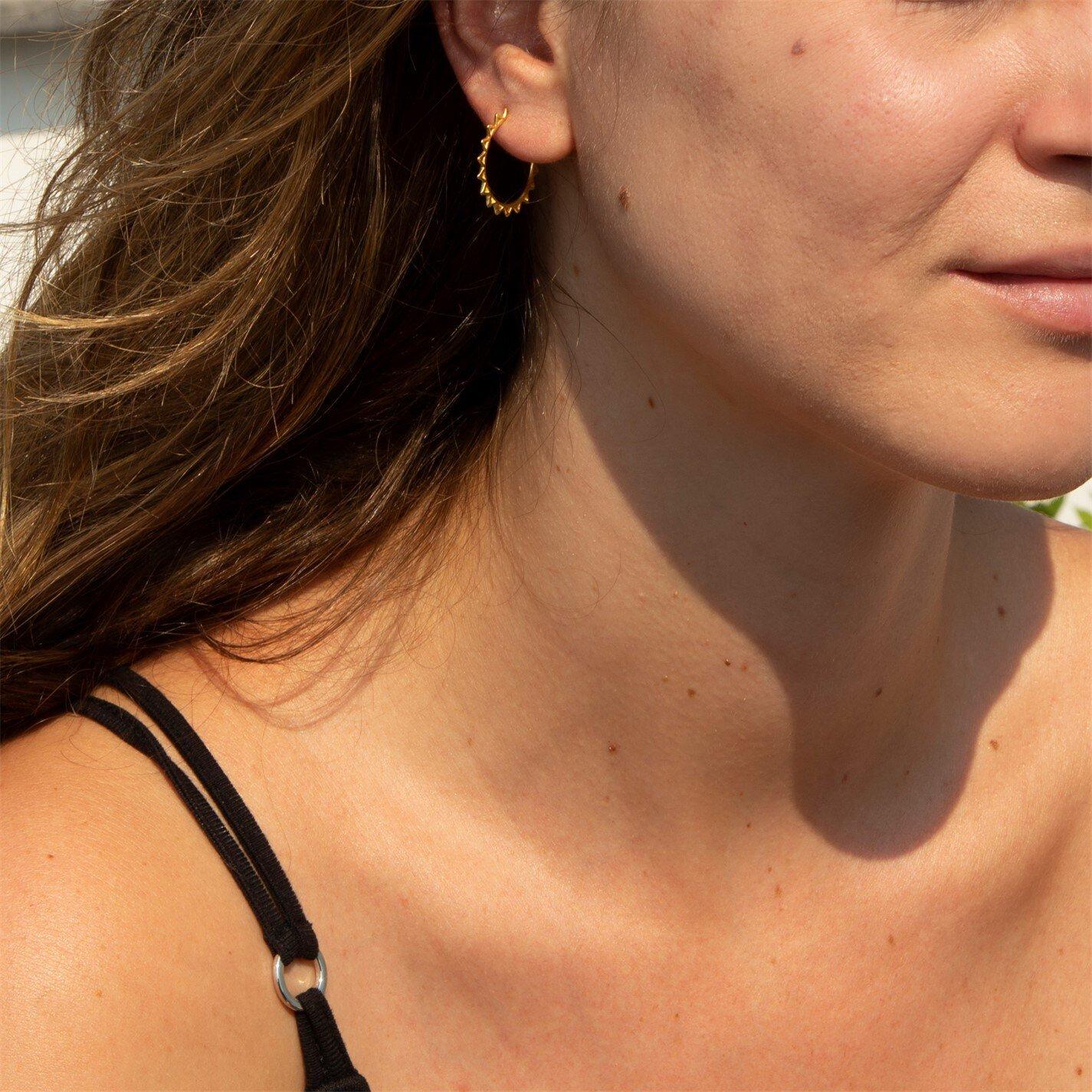 Gold - Be You - Sterling Silver Gold Plated Spiked Half-Hoops - 3