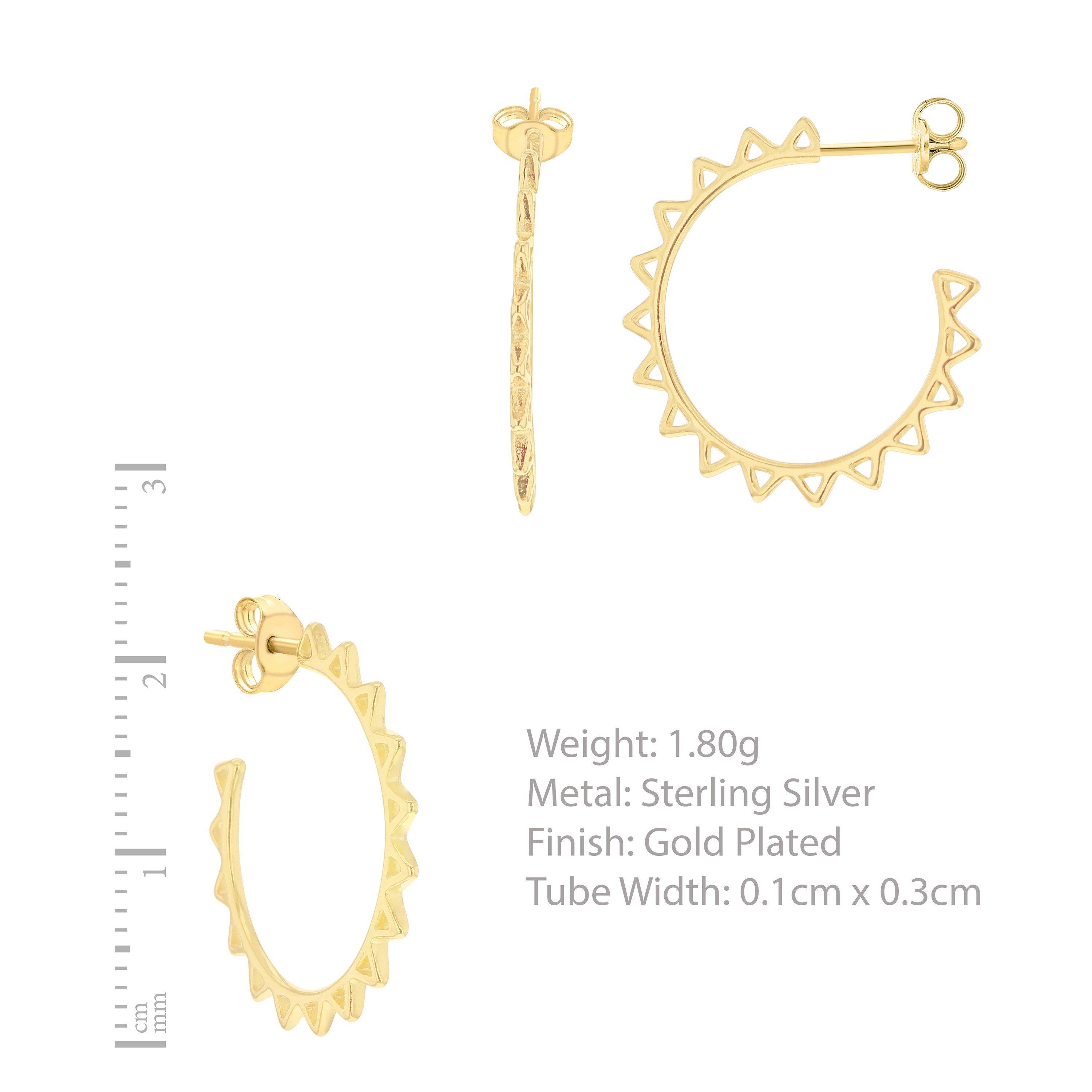 Gold - Be You - Sterling Silver Gold Plated Spiked Half-Hoops - 4