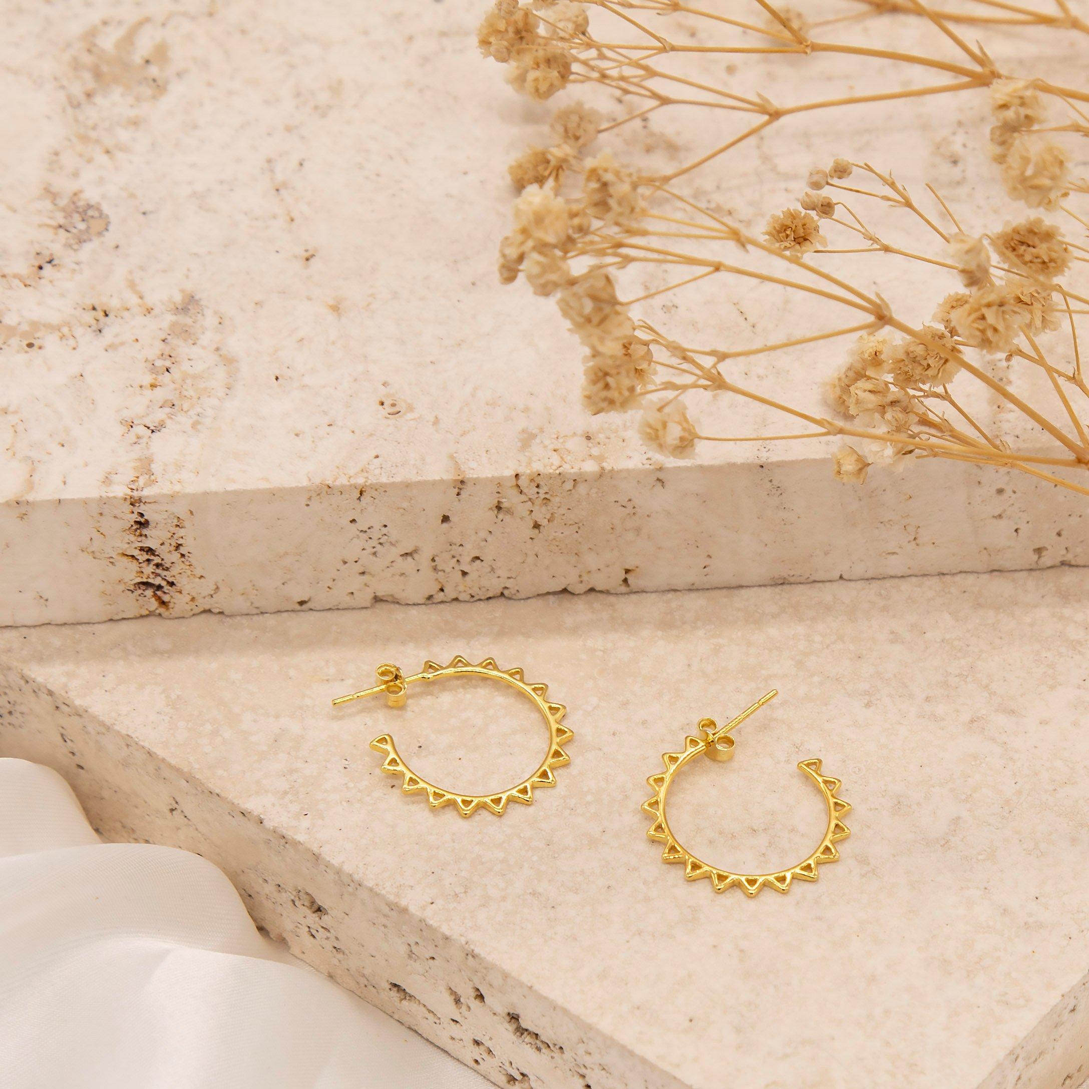 Gold - Be You - Sterling Silver Gold Plated Spiked Half-Hoops - 5