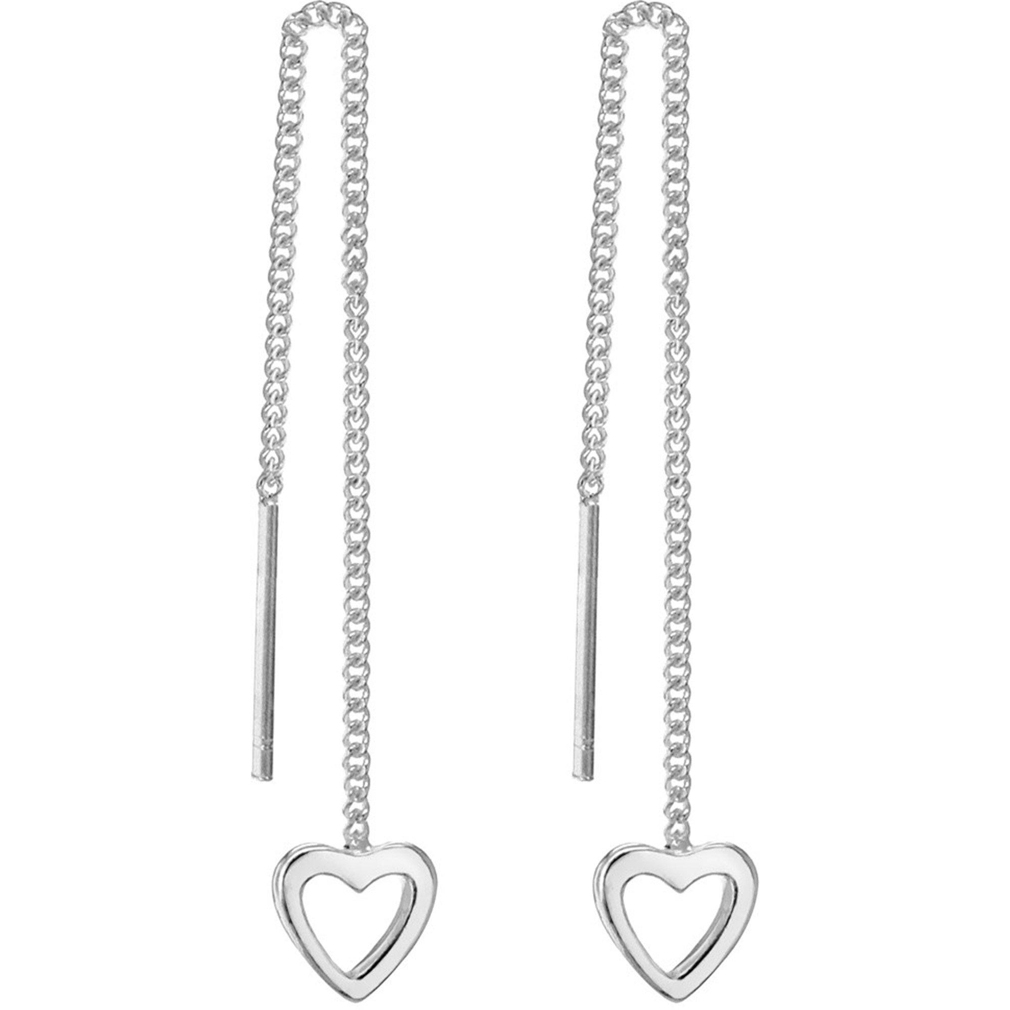 Silver - Be You - Sterling Silver Pull-Through Heart Drop Earrings