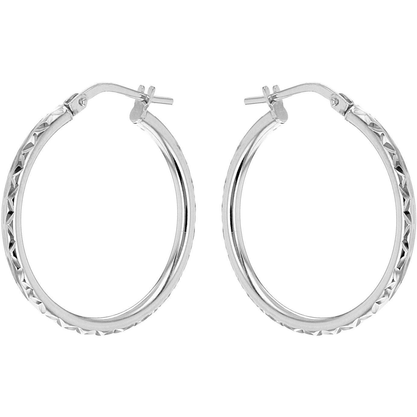 Silver - Be You - Sterling Silver Diamond Cut Oval Hoops