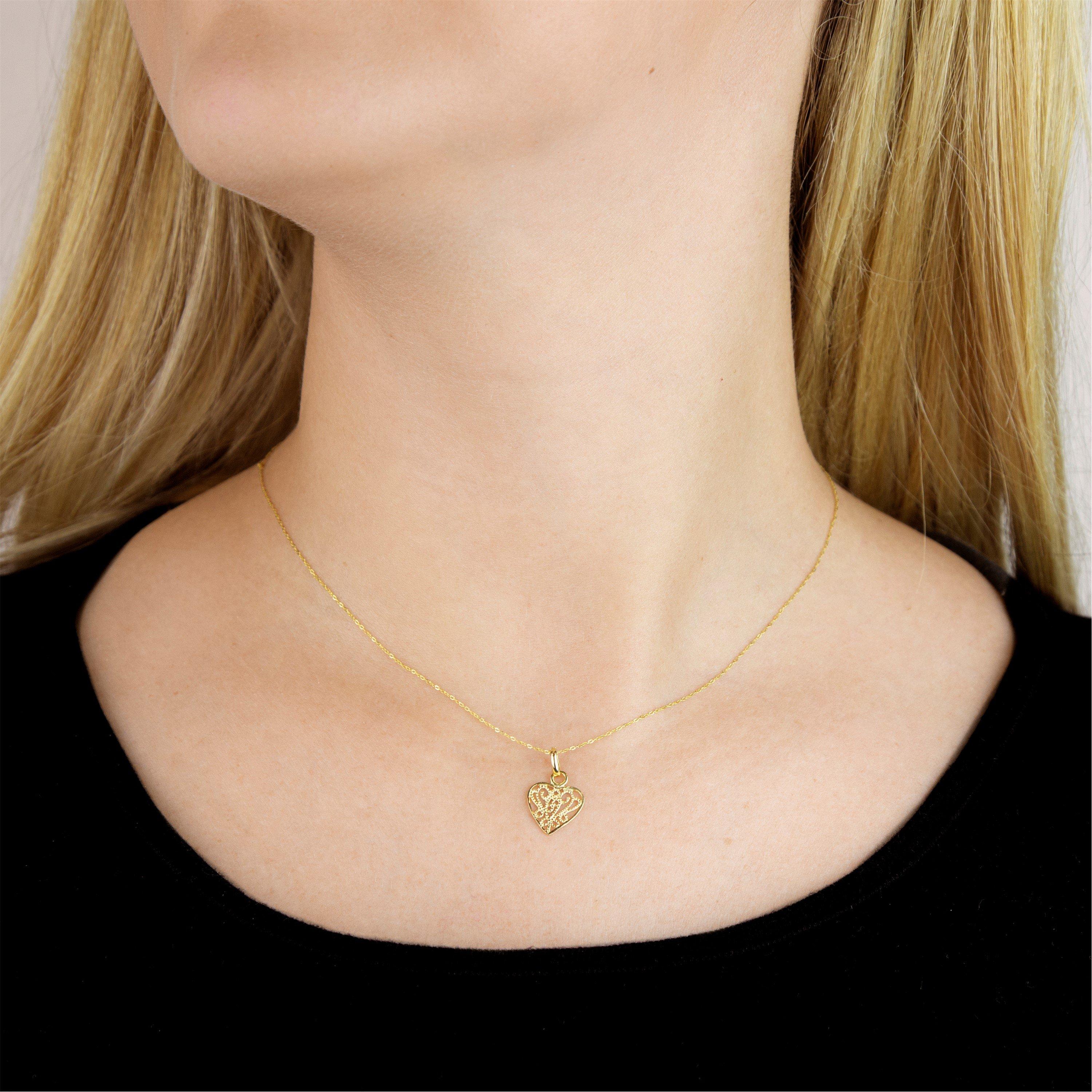 Gold - Be You - 9ct Gold Milgrain Heart Necklace - 2