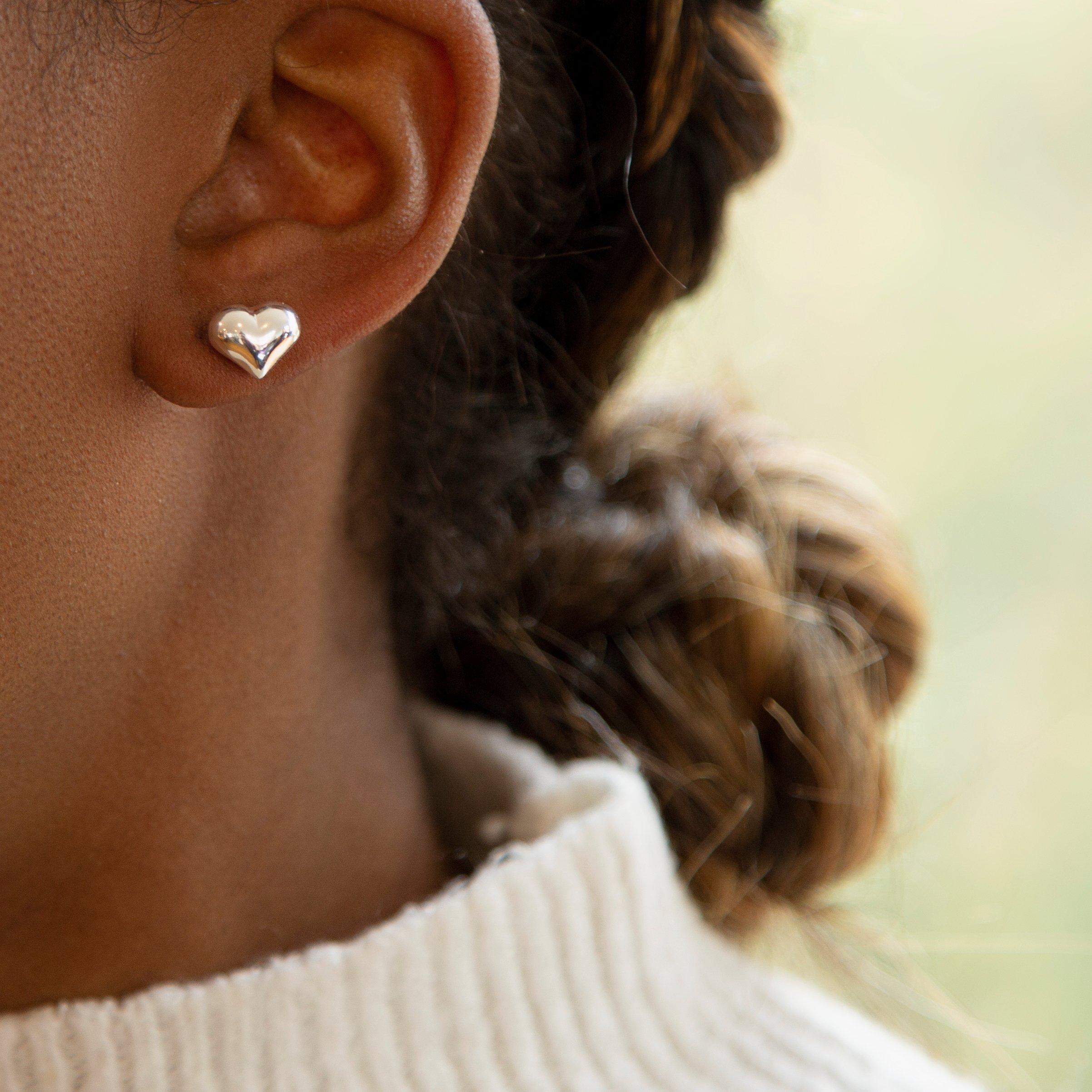 Silver - Be You - Sterling Silver Puffed Heart Studs - 2