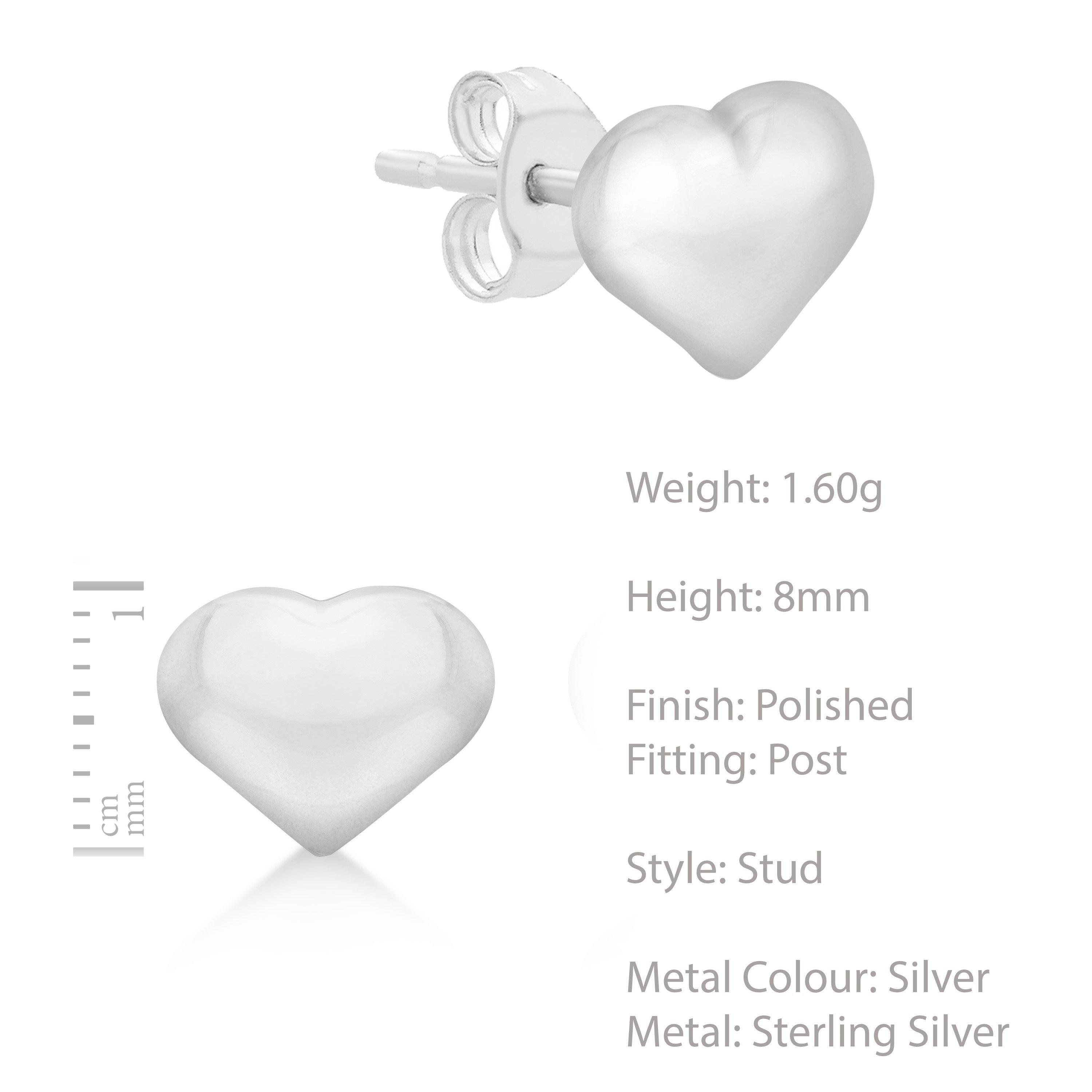 Silver - Be You - Sterling Silver Puffed Heart Studs - 3