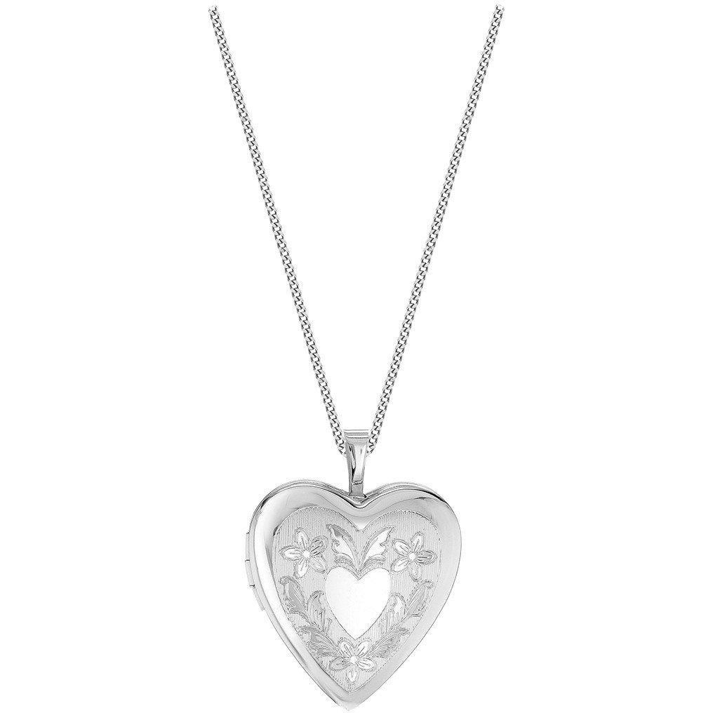 Silver - Be You - Sterling Silver Floral Engraved Locket Necklace - 2
