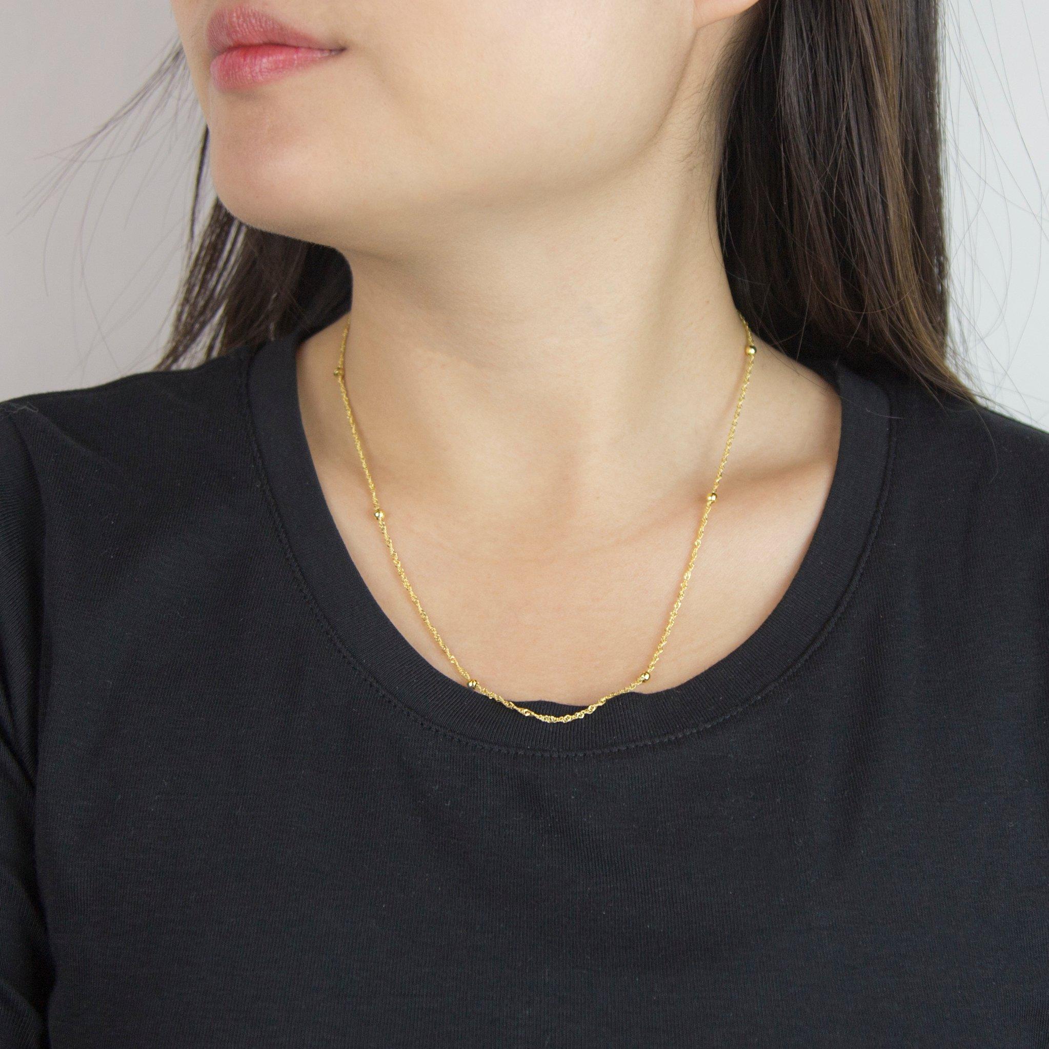 Gold - Be You - 9ct Gold Ball & Twist Curb Chain - 2