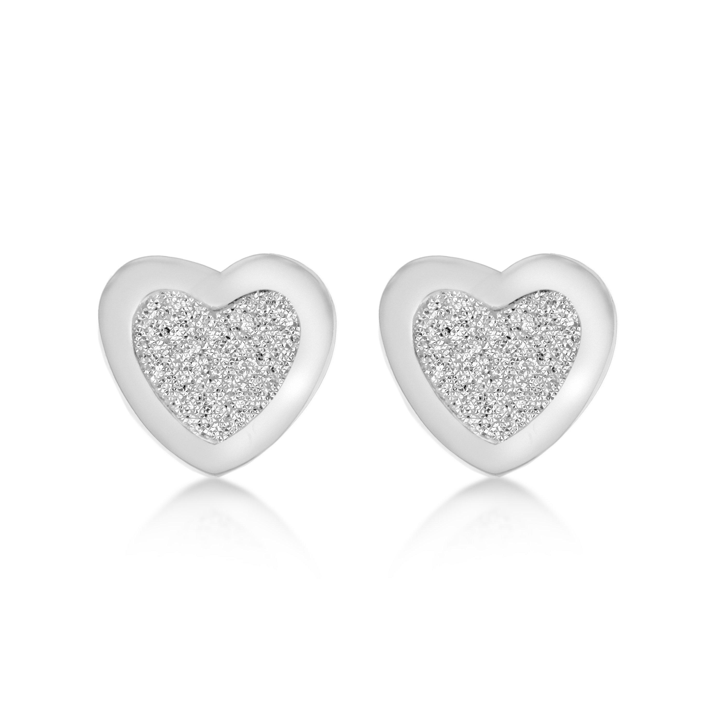 Silver - Be You - Sterling Silver Stardust Heart Studs - 1