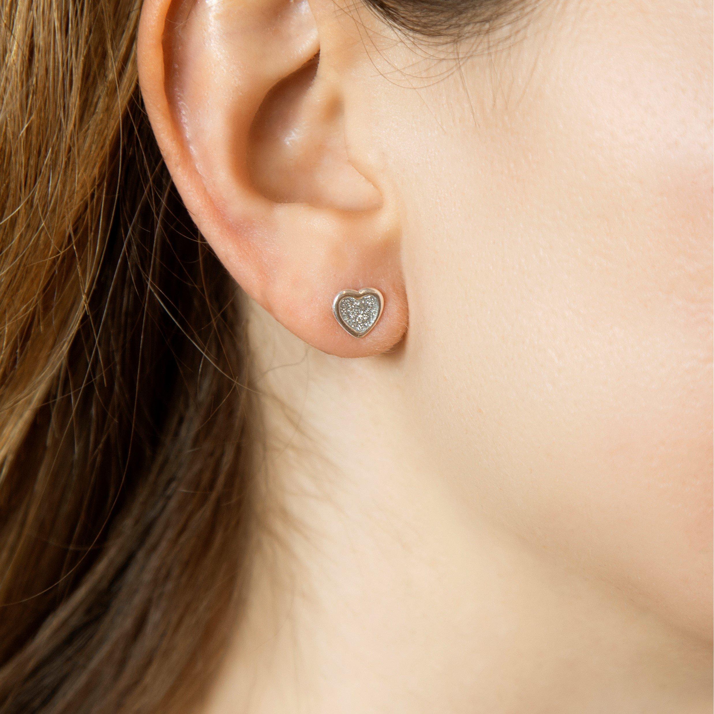 Silver - Be You - Sterling Silver Stardust Heart Studs - 2