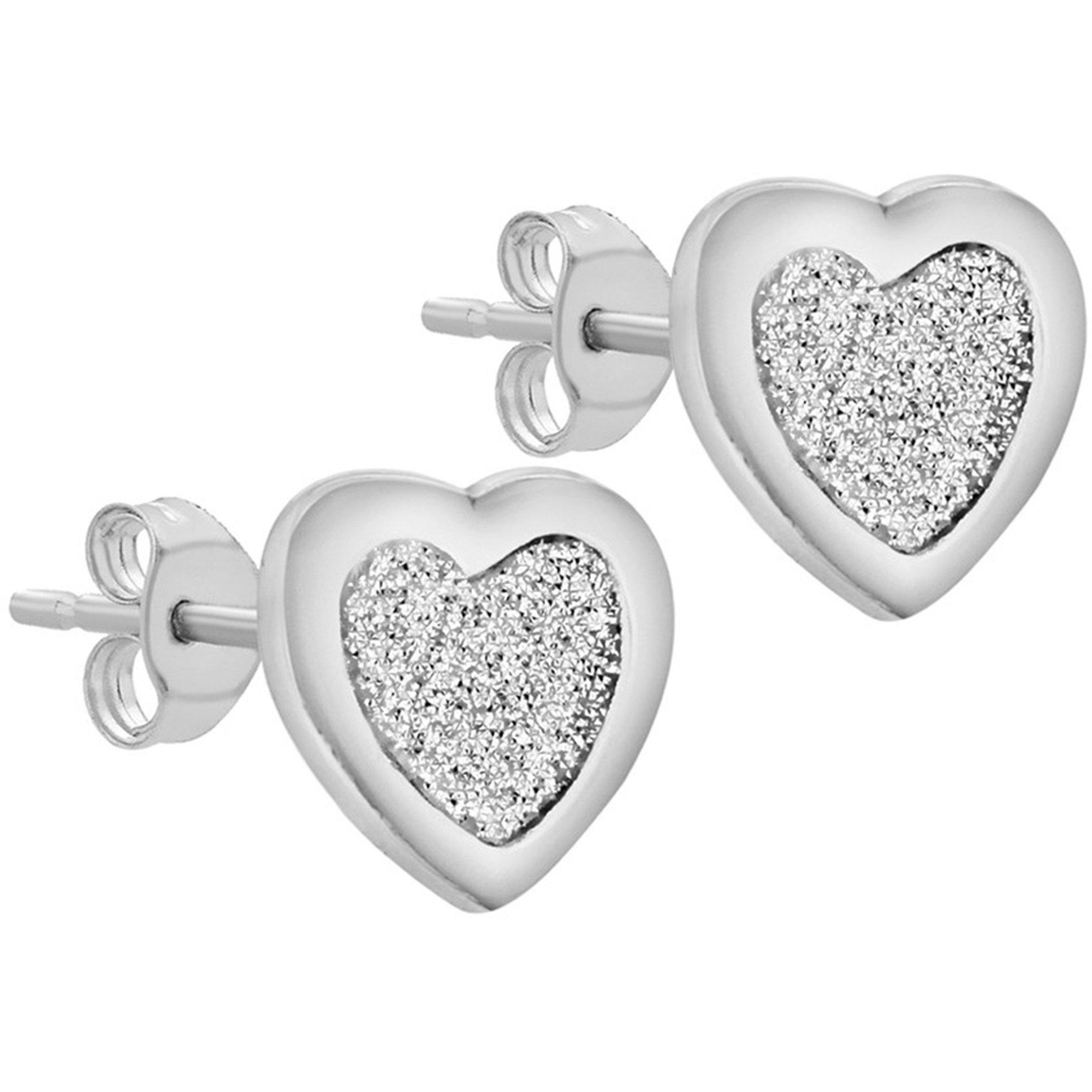 Silver - Be You - Sterling Silver Stardust Heart Studs - 3