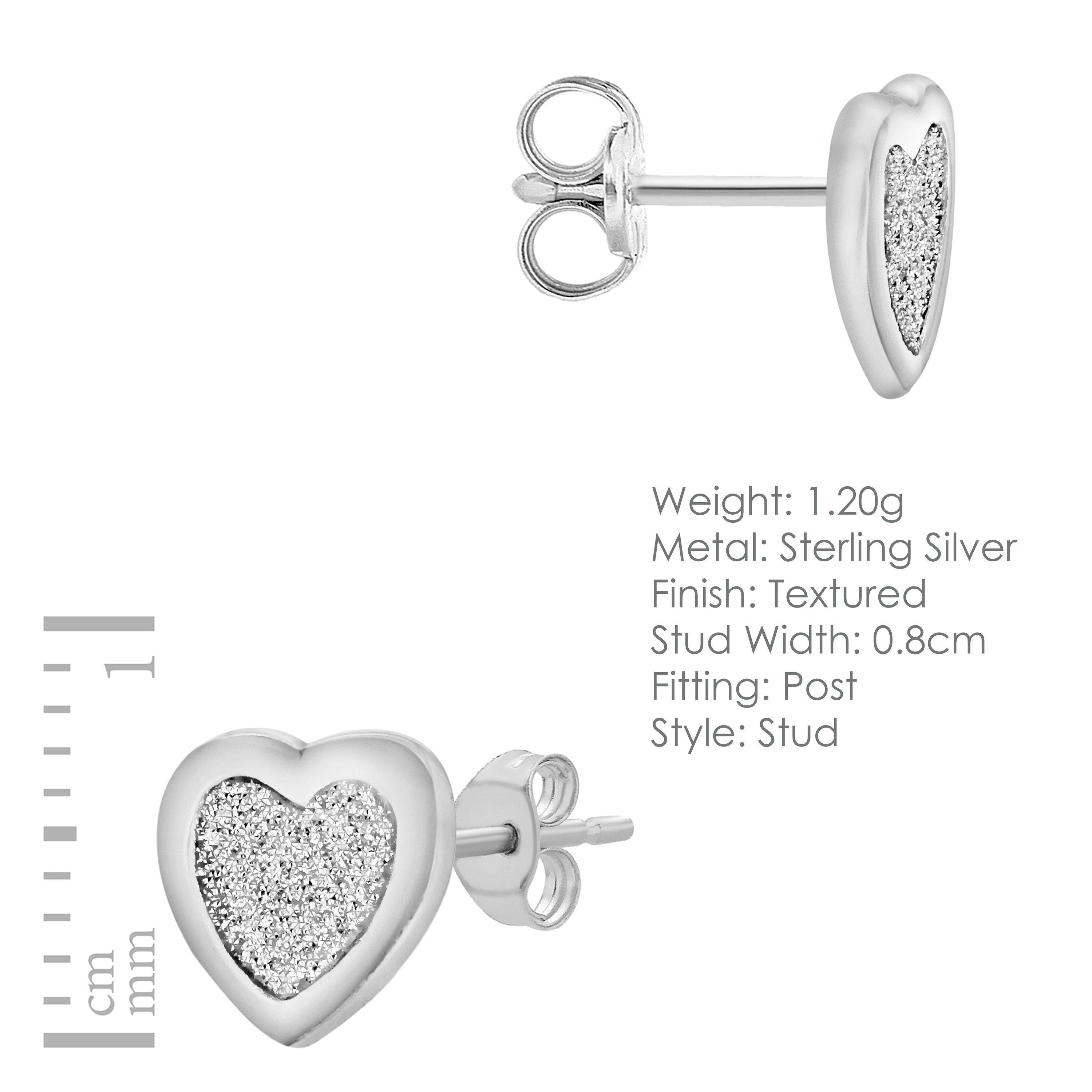 Silver - Be You - Sterling Silver Stardust Heart Studs - 4