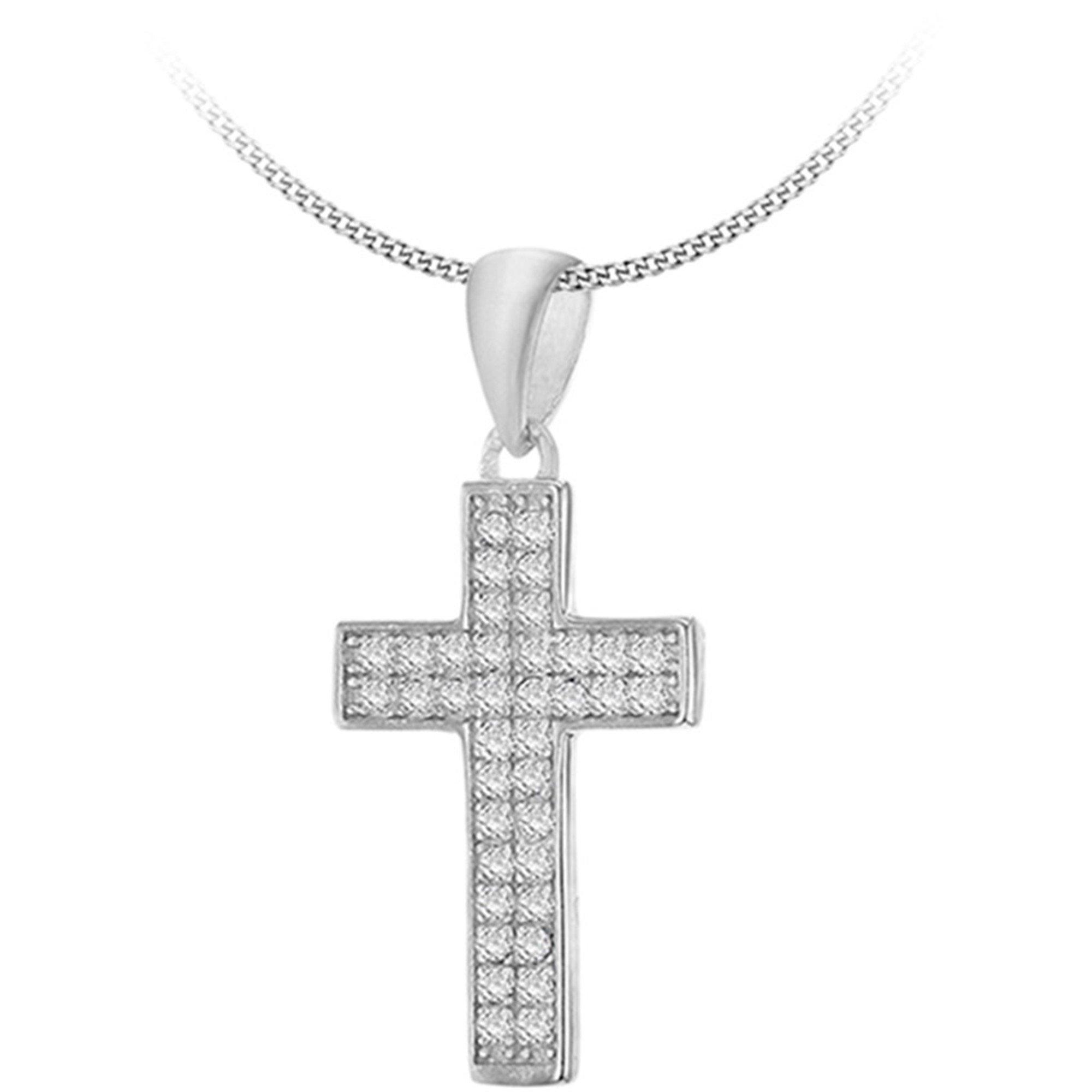 Silver - Be You - Sterling Silver CZ Cross Necklace