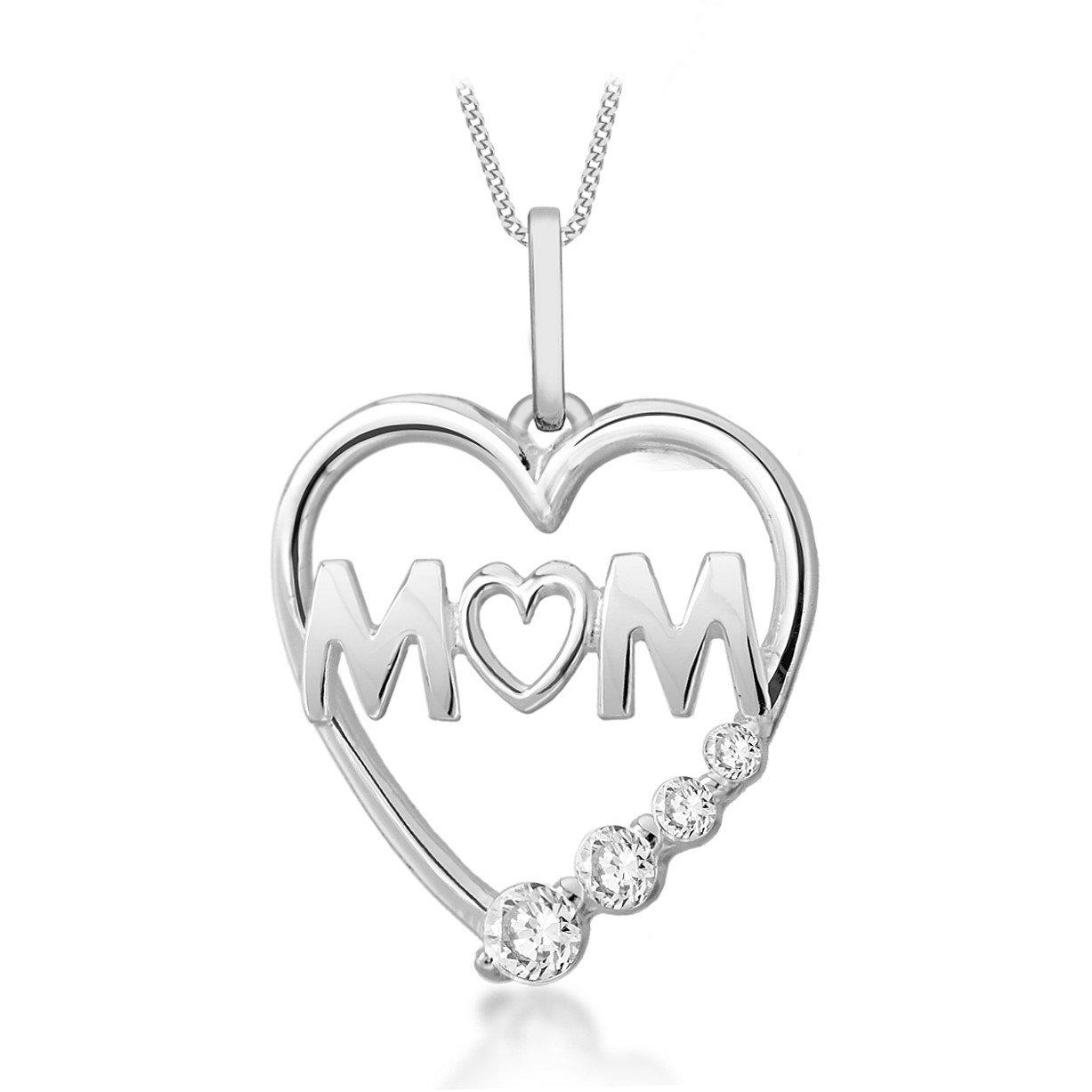 Silver - Be You - Sterling Silver CZ 'Mum' Heart Necklace - 1