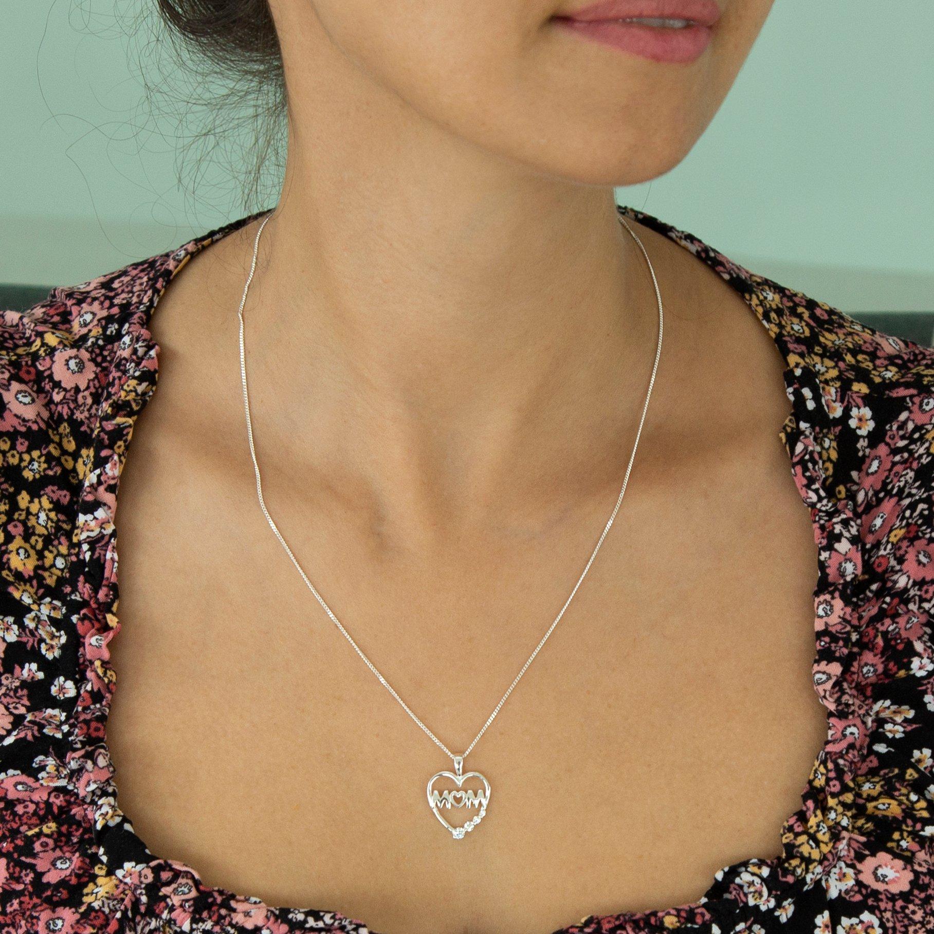 Silver - Be You - Sterling Silver CZ 'Mum' Heart Necklace - 2