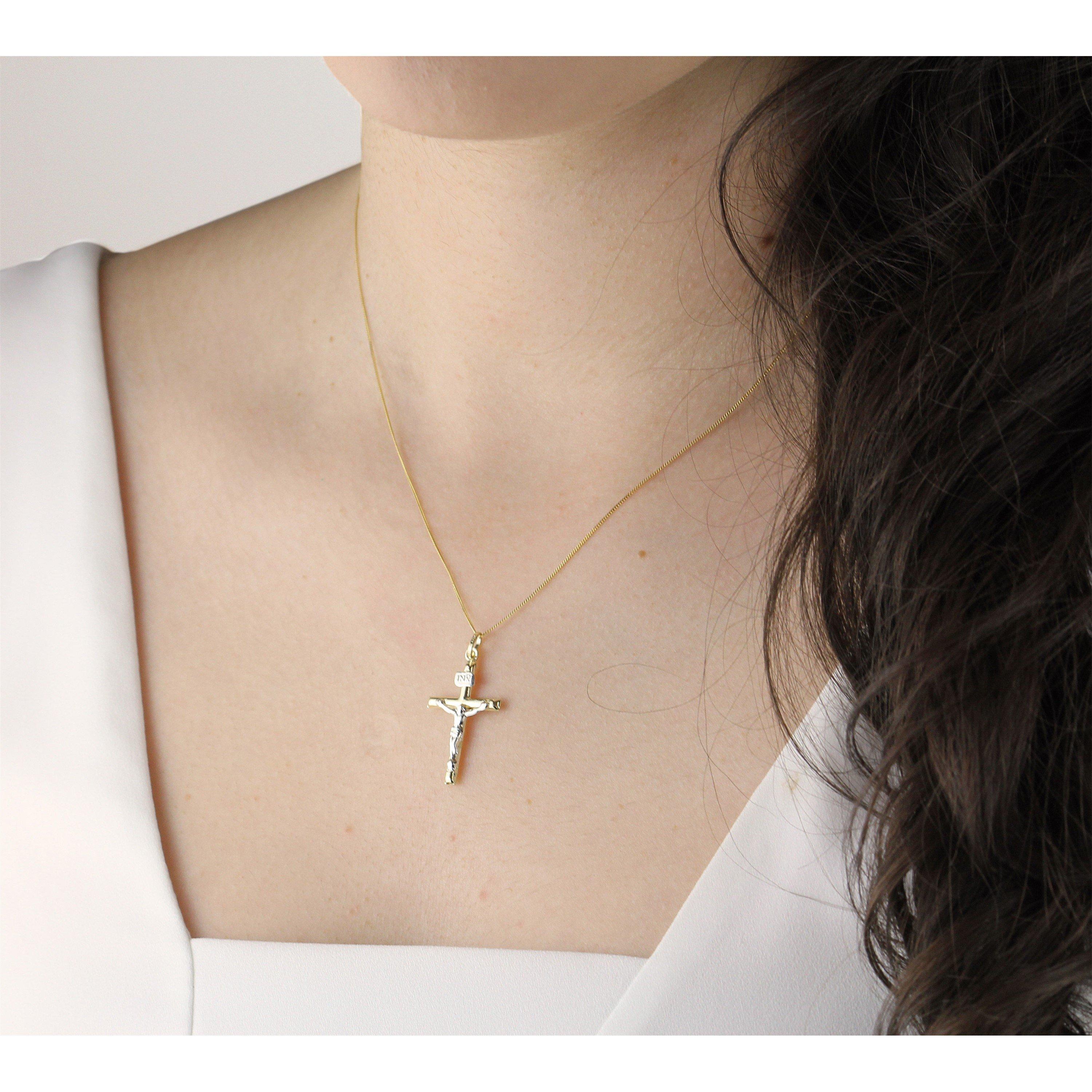 Gold - Be You - 9ct Gold 2-Colour Crucifix Necklace - 2
