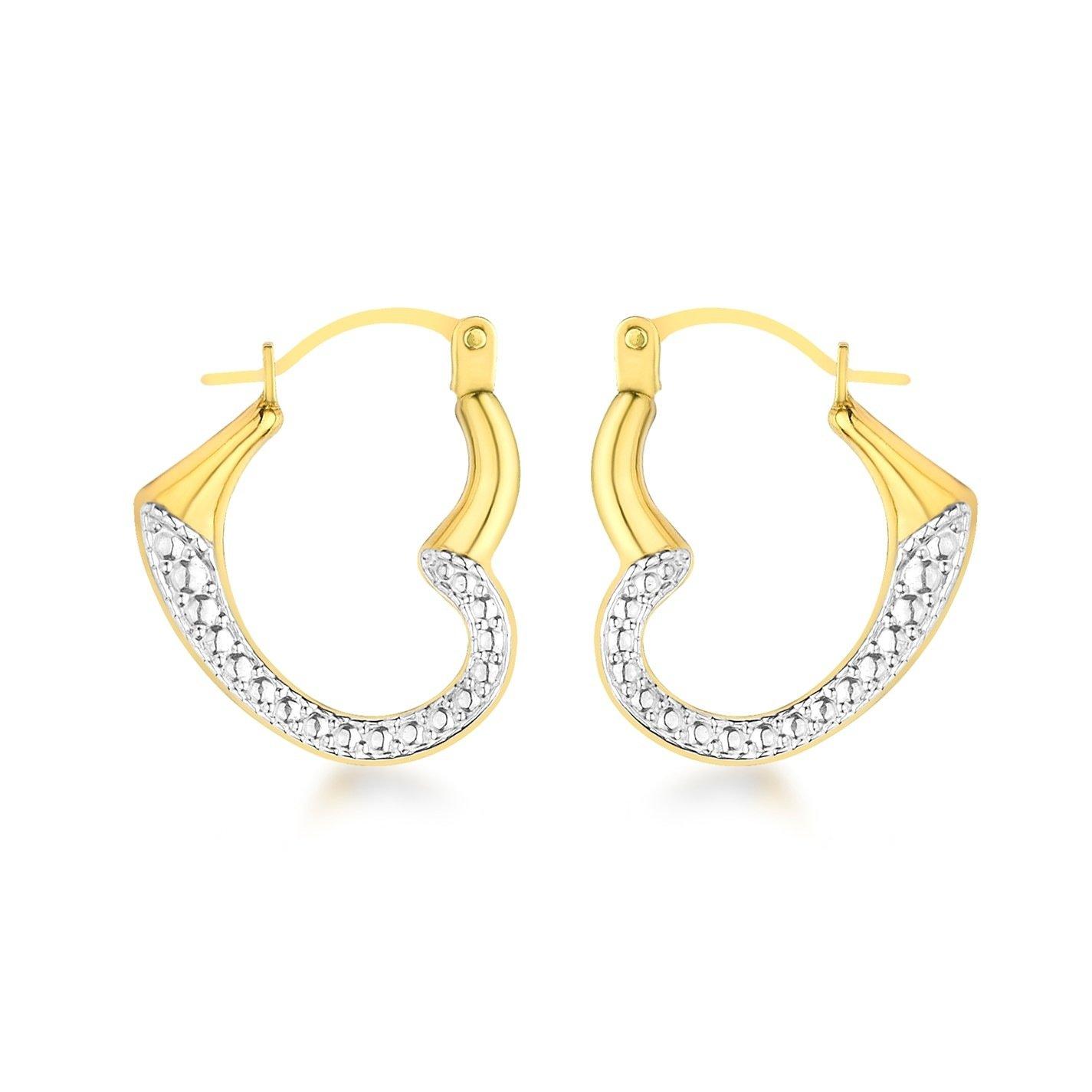 Gold - Be You - 9ct Gold Textured-Heart Hoops - 1