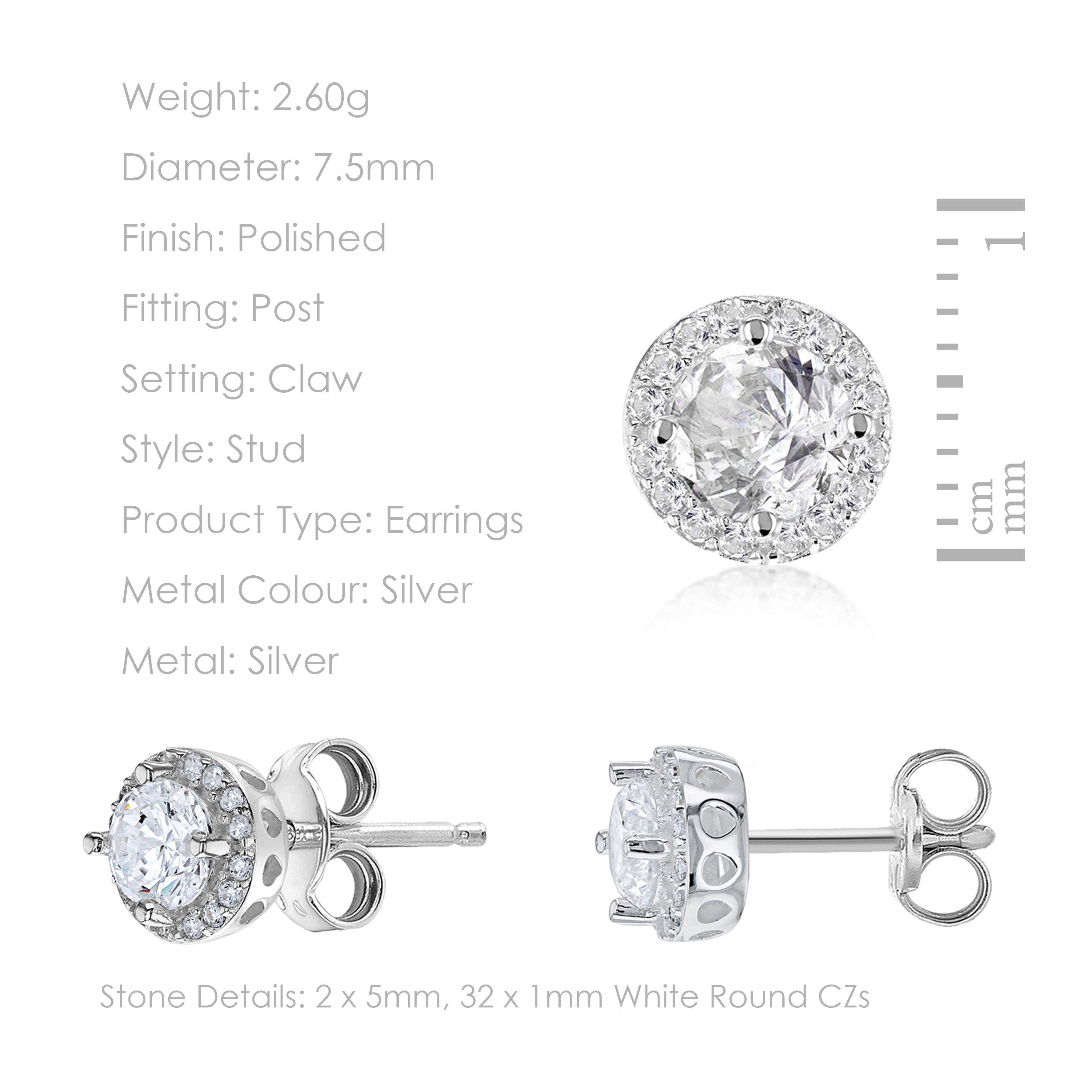 Silver - Be You - Sterling Silver CZ Halo Studs - 2