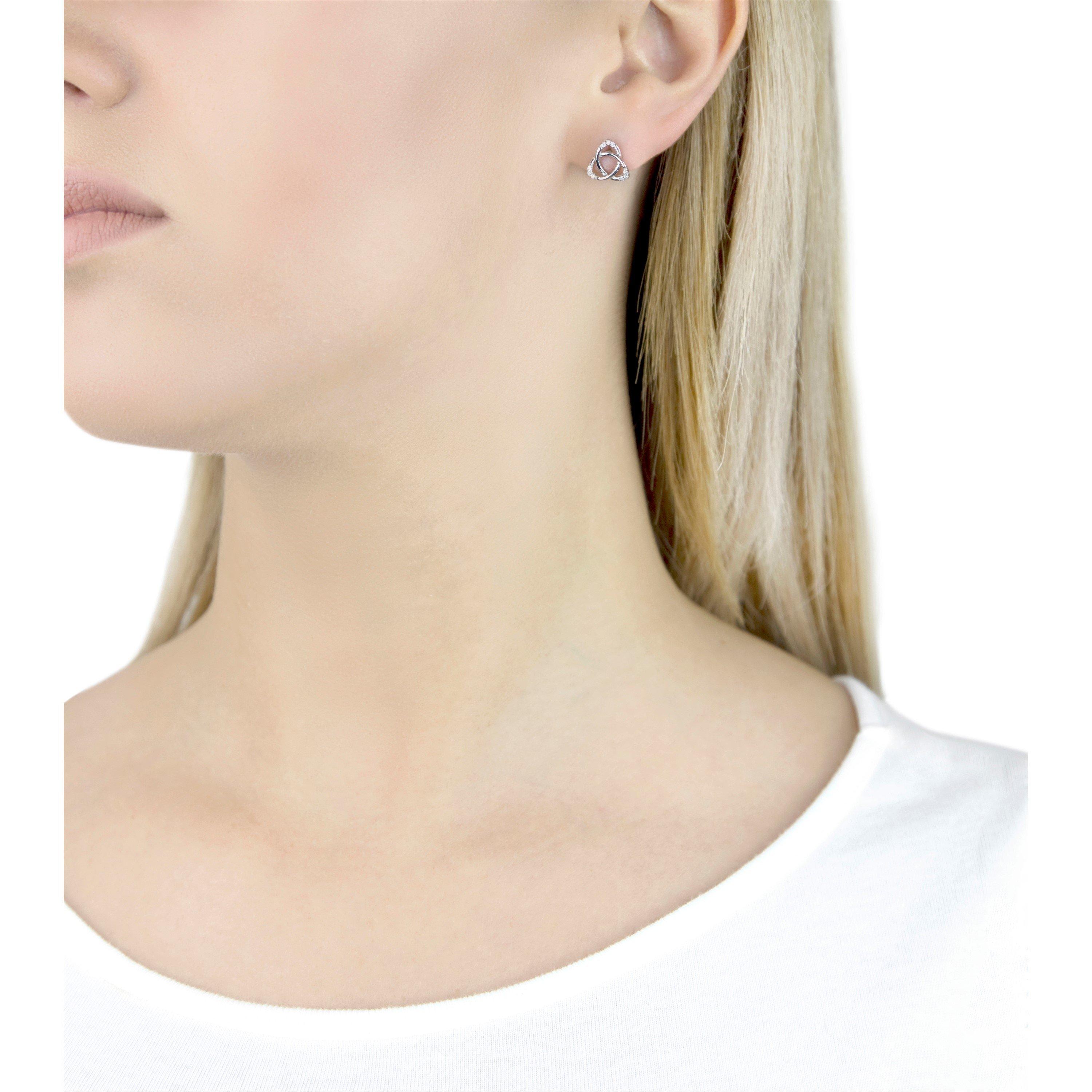 Silver - Be You - Sterling Silver CZ Celtic Knot Studs - 2