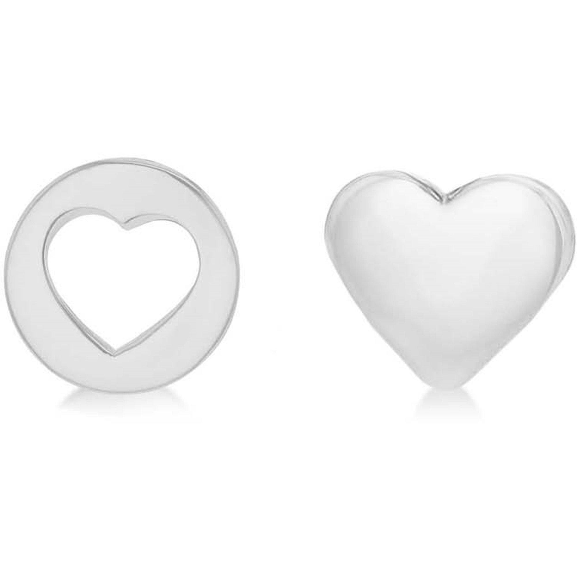 Silver - Be You - Sterling Silver Heart & Cut-Out Heart Studs - 1