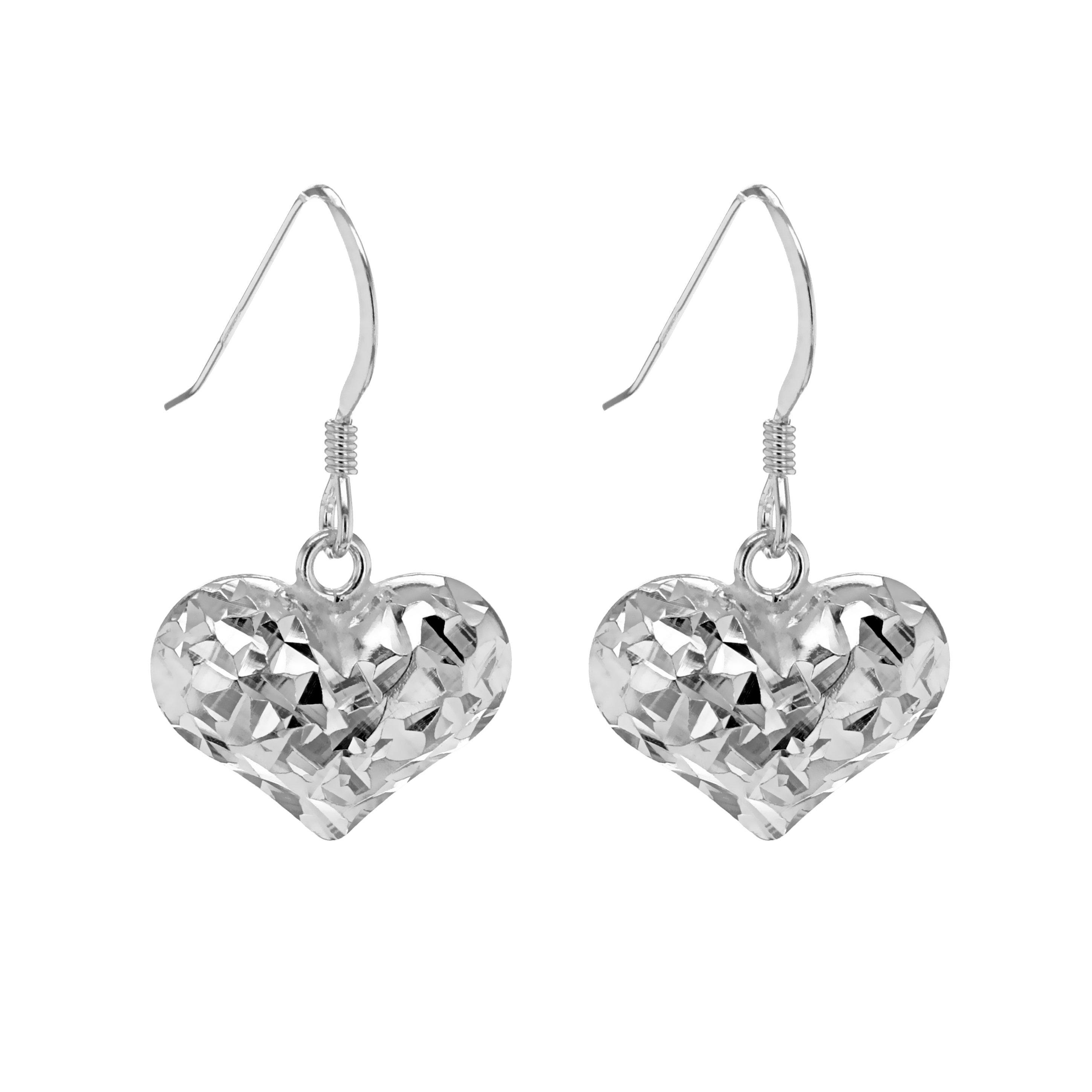 Silver - Be You - Sterling Silver Faceted Heart Drop Earrings - 1