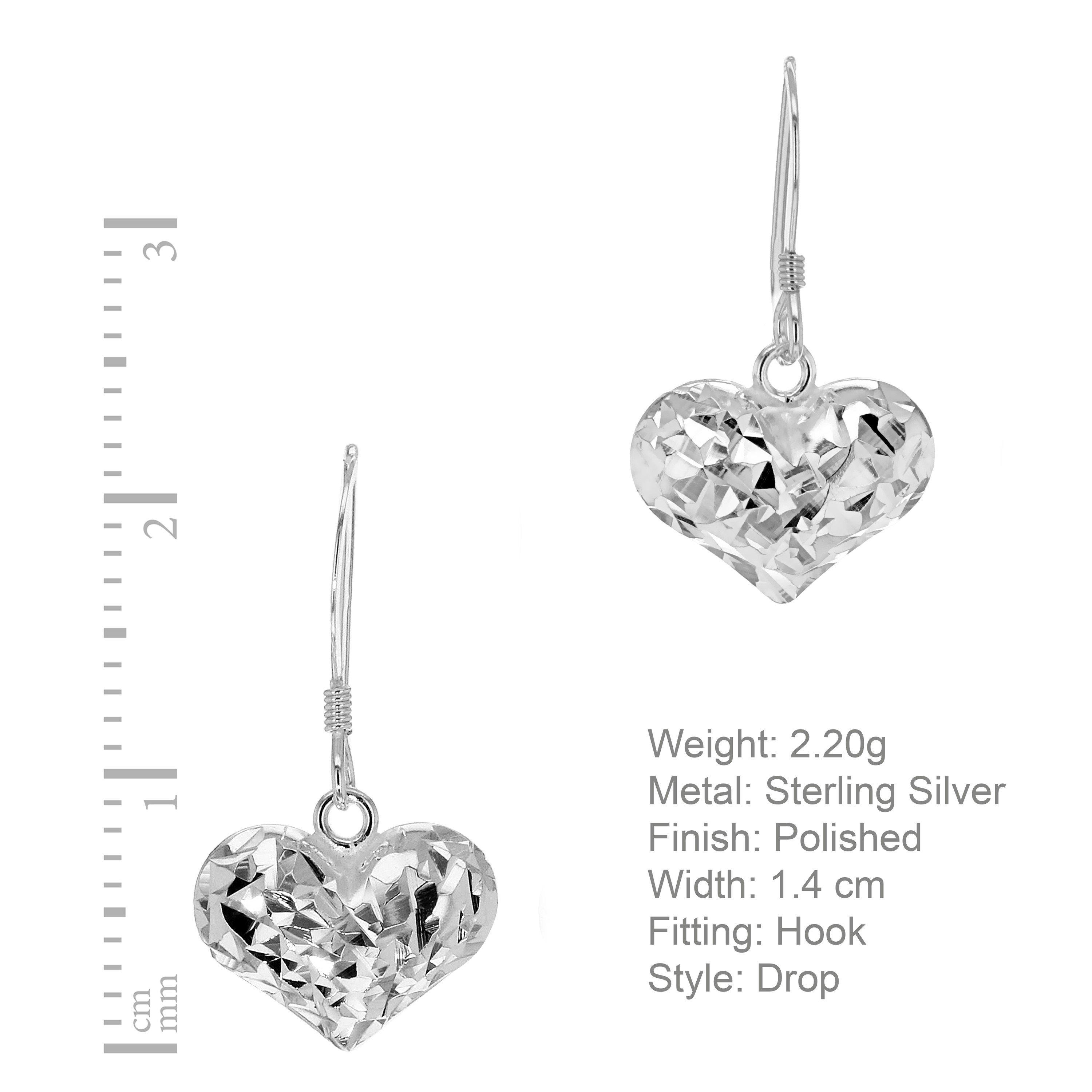 Silver - Be You - Sterling Silver Faceted Heart Drop Earrings - 3