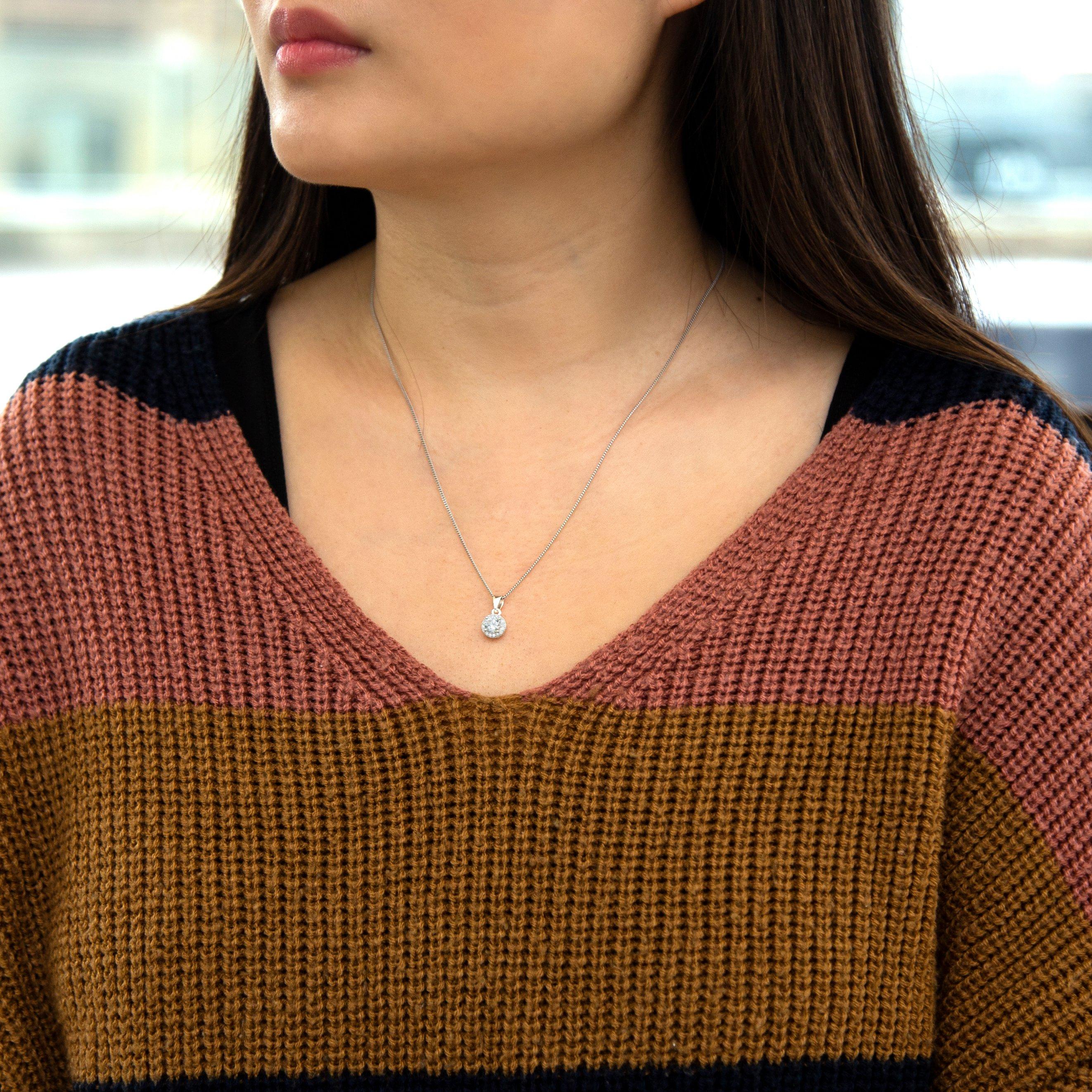 Silver - Be You - Sterling Silver CZ Halo Necklace - 2