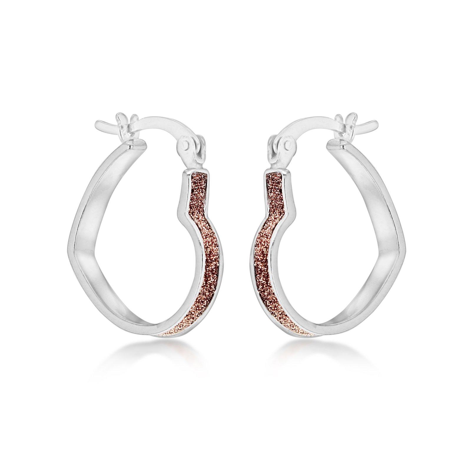 Silver - Be You - Sterling Silver Rose Stardust Heart Hoops - 1