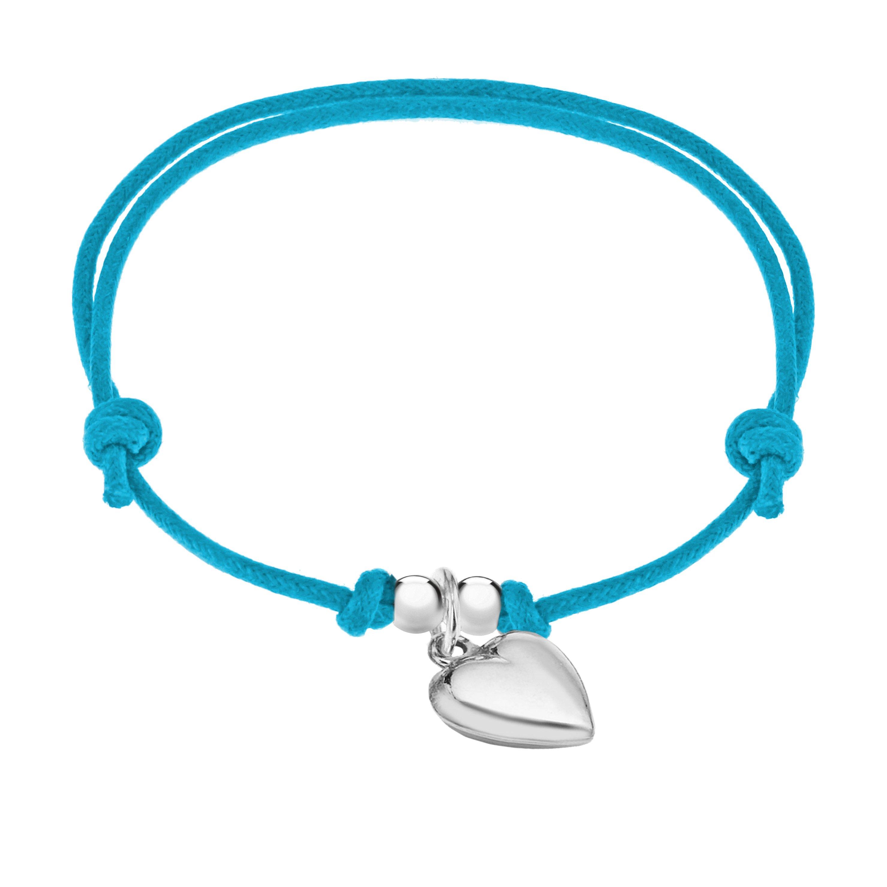 Be You Sterling Silver Blue Cord Heart Charm Bracelet