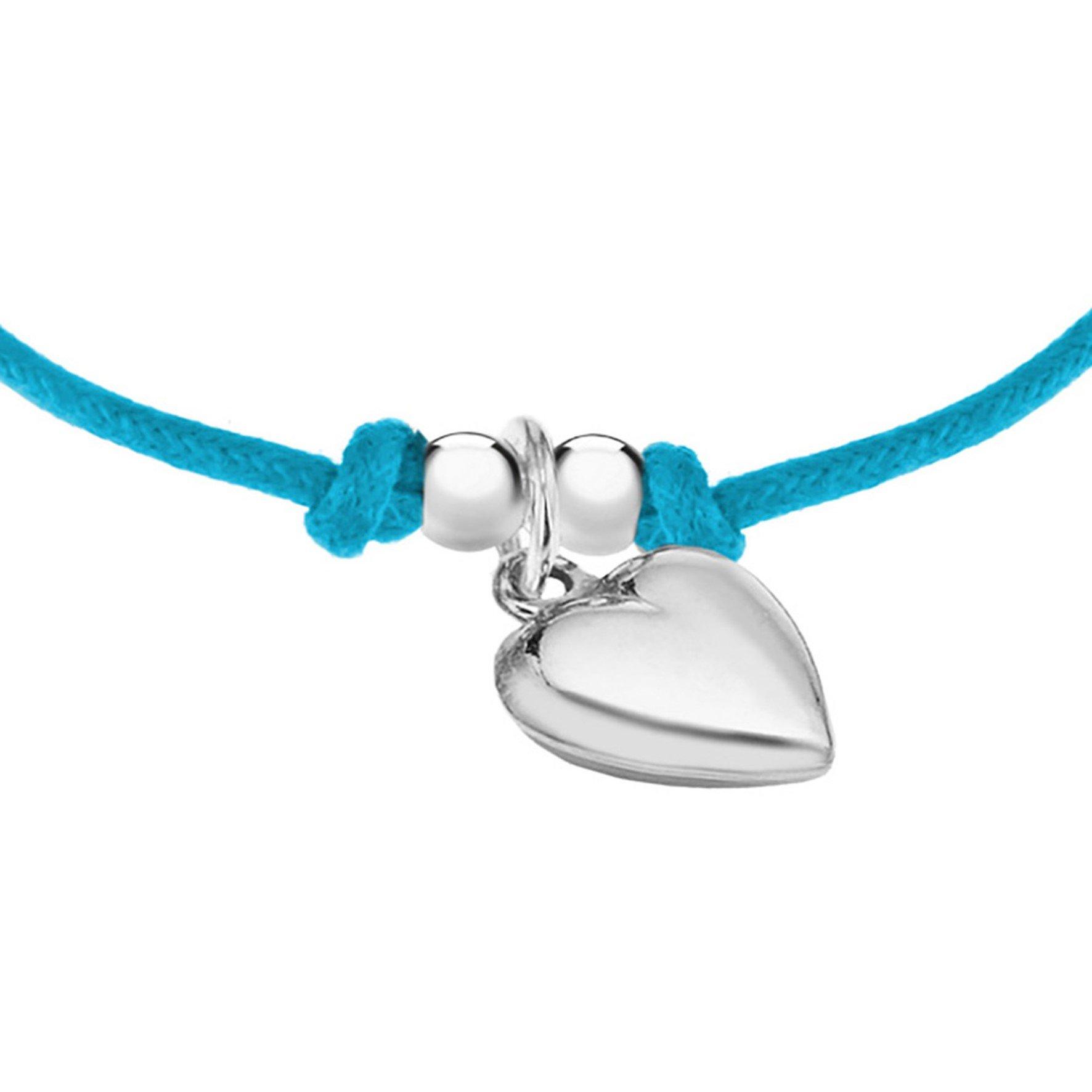 Blue - Be You - Sterling Silver Blue Cord Heart Charm Bracelet - 4