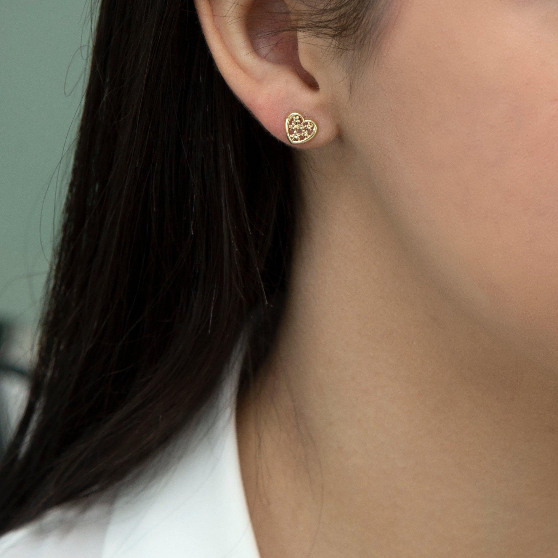 Gold - Be You - 9ct Gold 'Flower Heart' Studs - 2