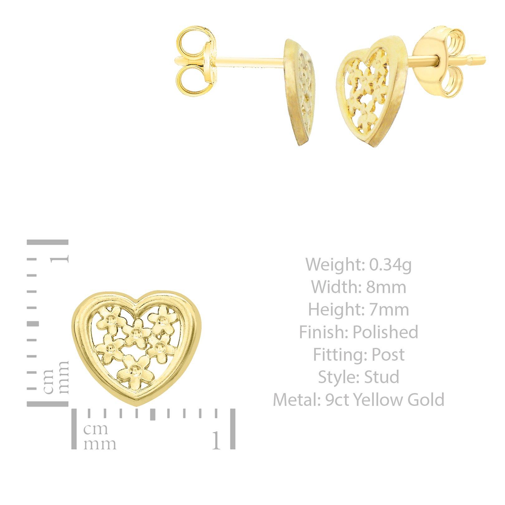 Gold - Be You - 9ct Gold 'Flower Heart' Studs - 3