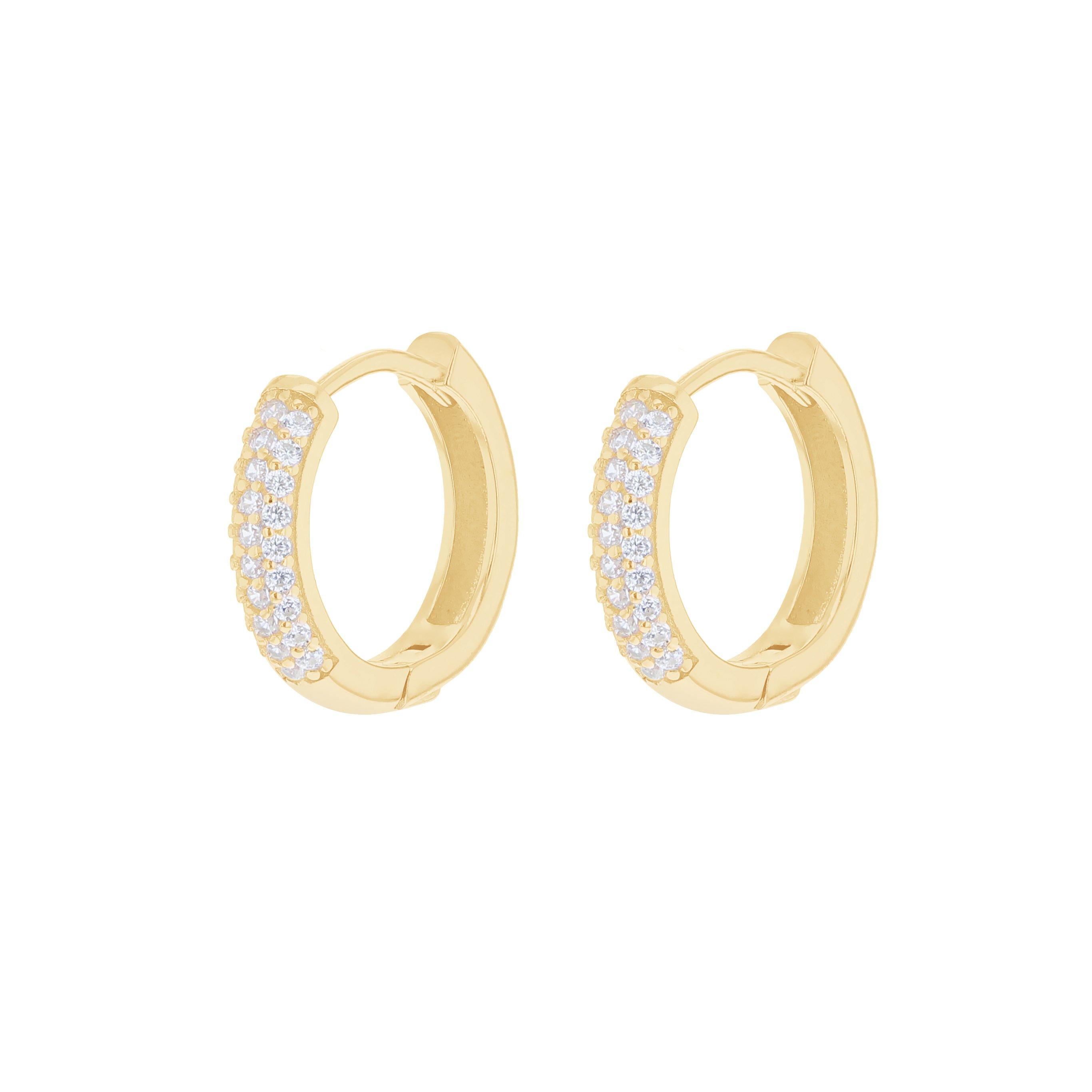 Silver - Be You - Sterling Silver Gold Plated CZ Band Hoops - 1