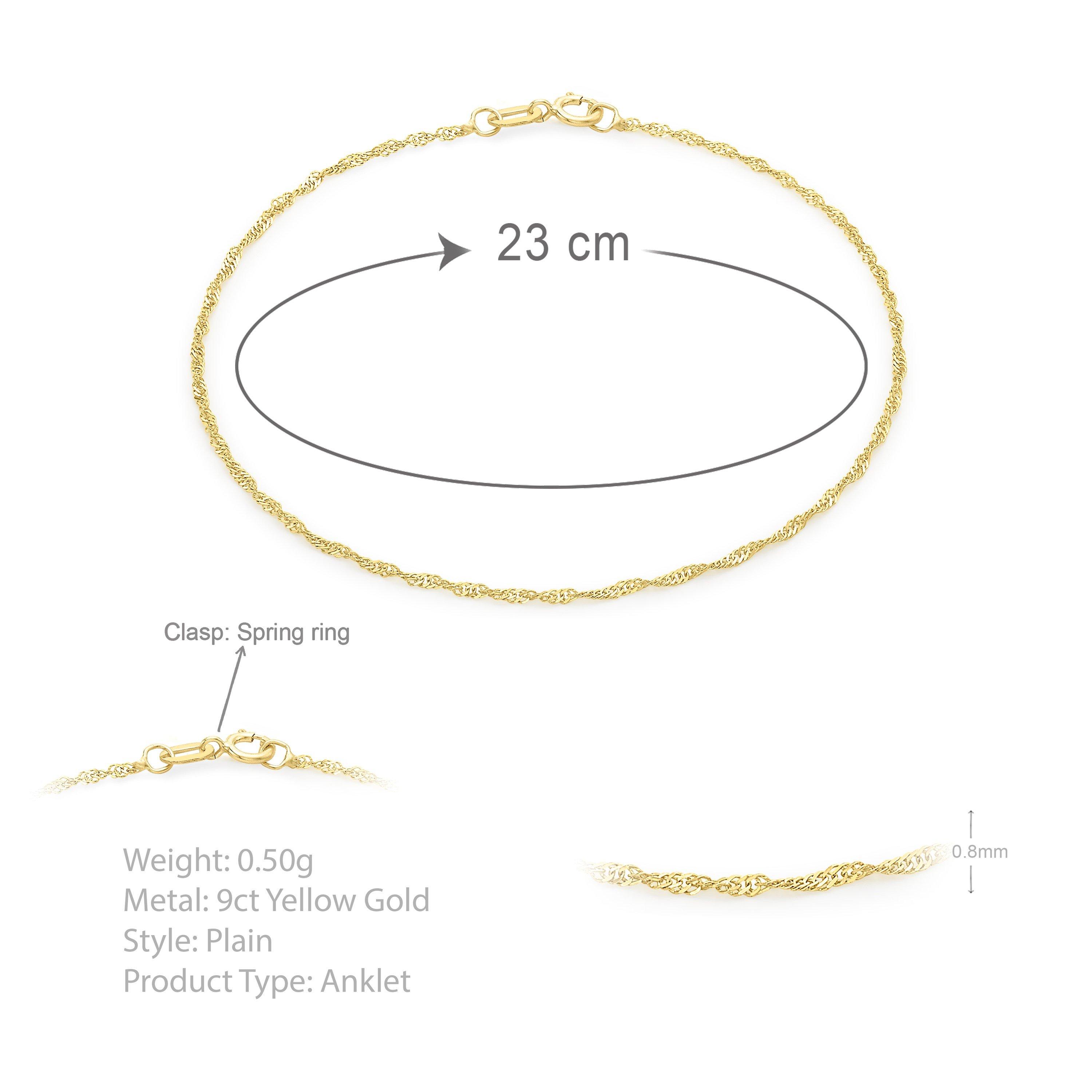 Gold - Be You - 9ct Gold Twist Curb Chain Anklet - 3