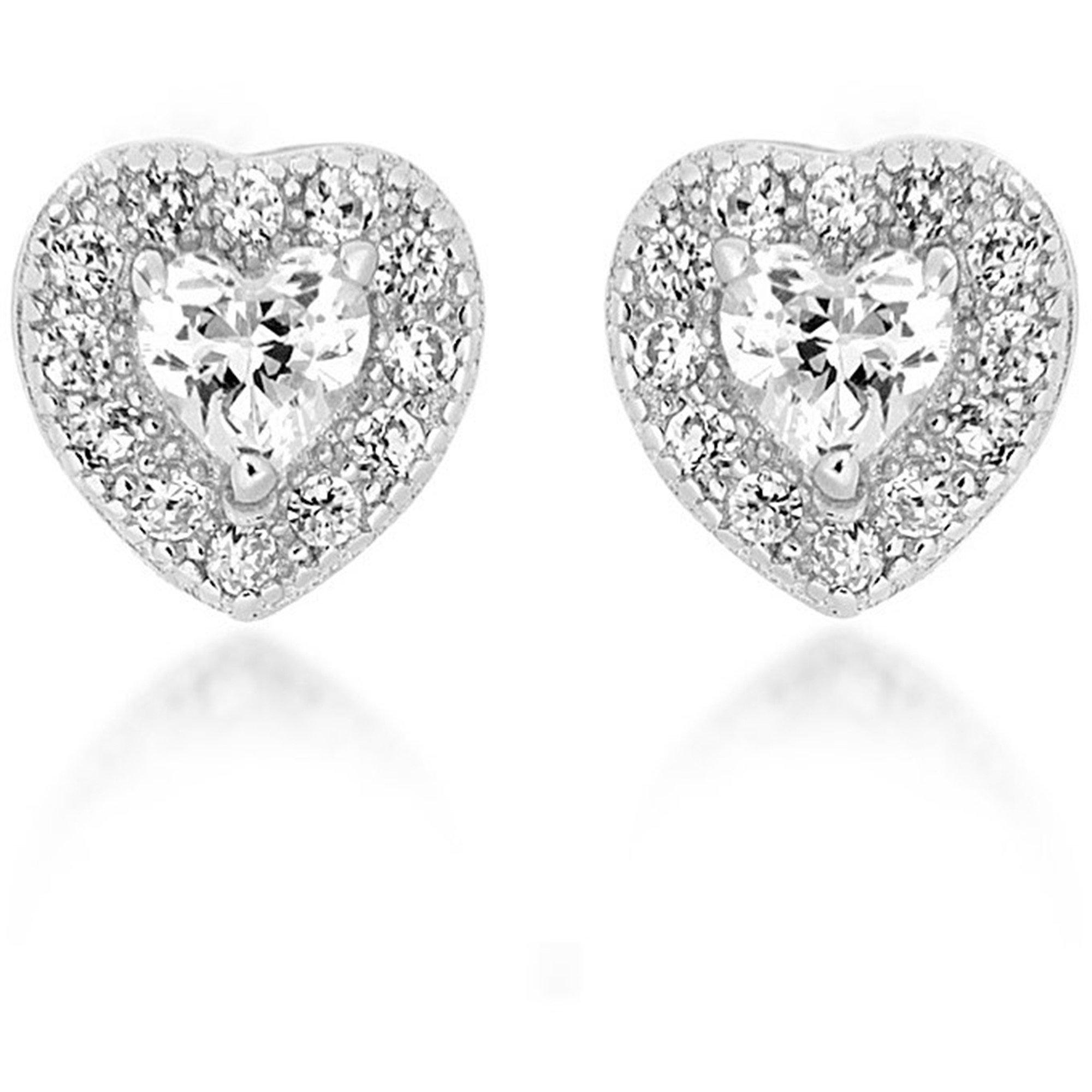 Silver - Be You - Sterling Silver CZ Heart Earrings