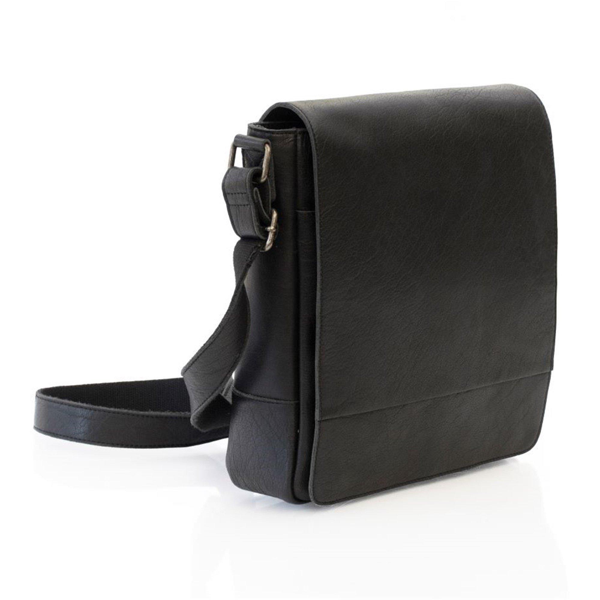Primehide Leather Men's Rica Small Leather Messenger Bag Black - 26 x 10