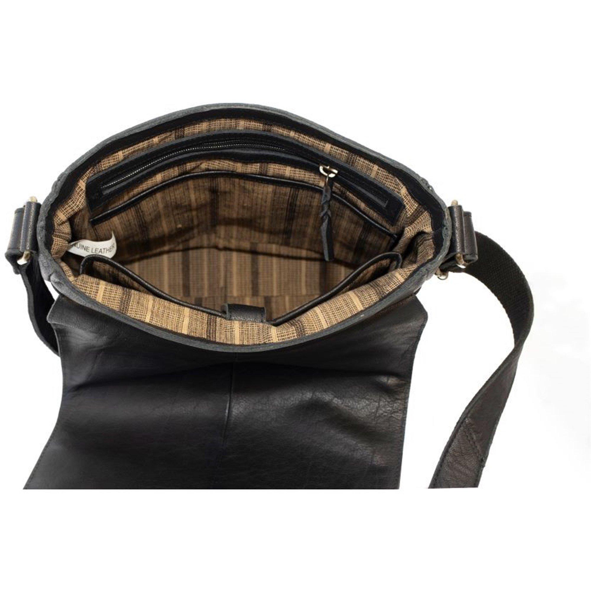 Black - PRIMEHIDE Leather - Rica Small Black Leather Messenger Bag - 3