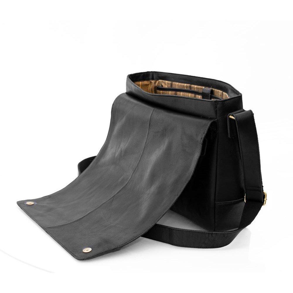 Black - PRIMEHIDE Leather - Rica Large Black Leather Messenger Bag - 2