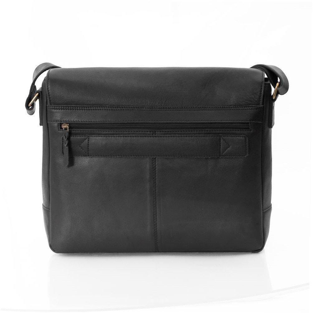 Black - PRIMEHIDE Leather - Rica Large Black Leather Messenger Bag - 4