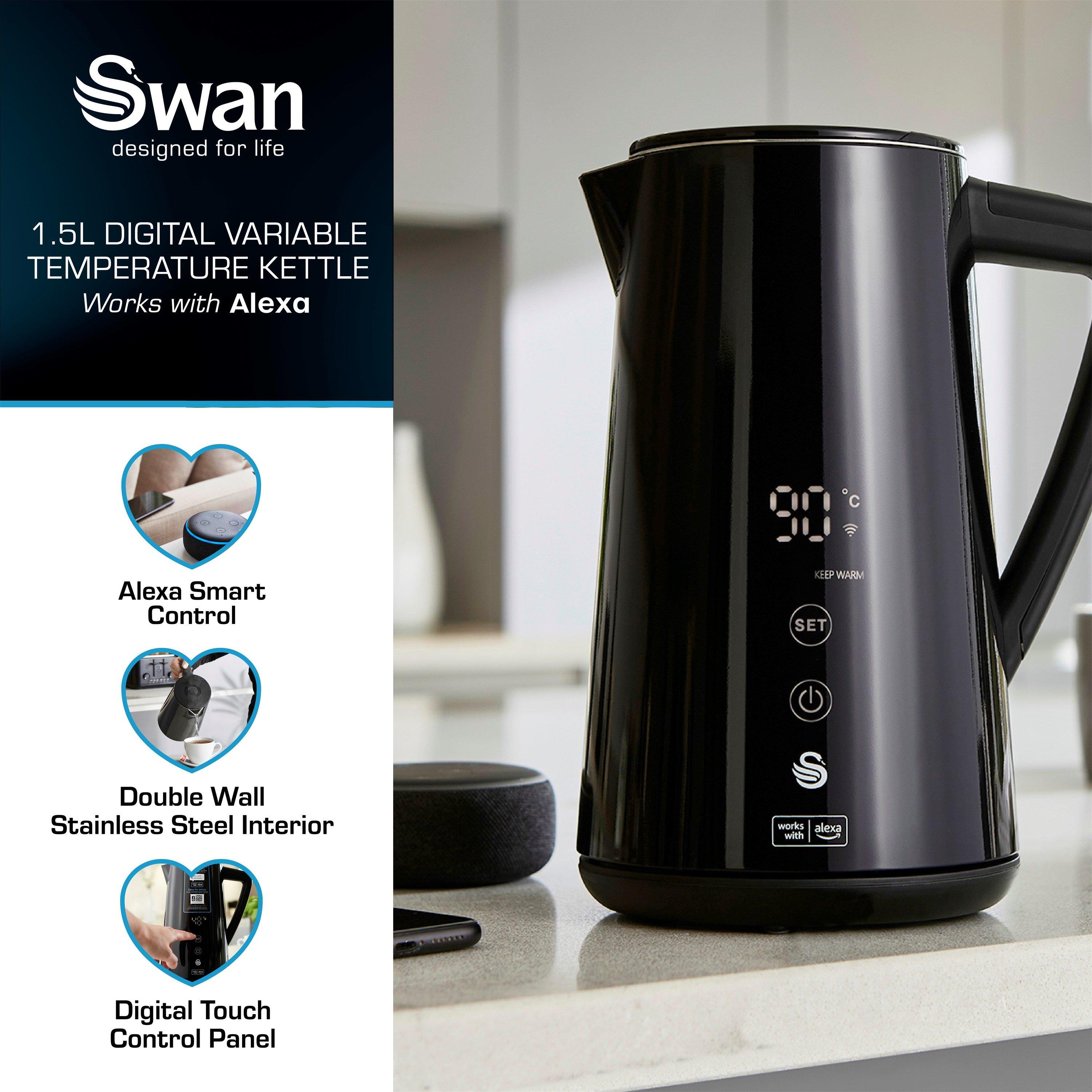 Black - Swan - Swan Alexa 1.5 Litre Smart Kettle - 3