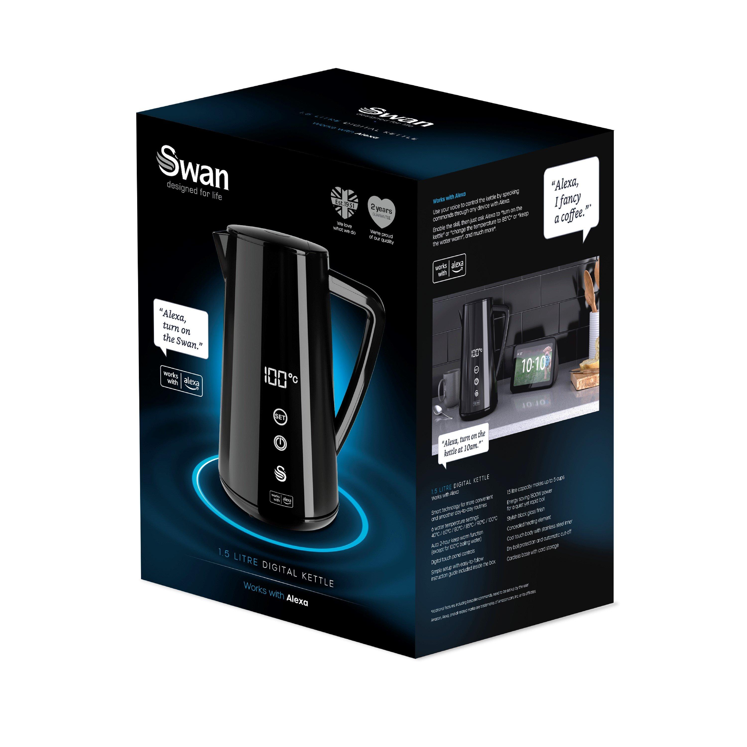 Black - Swan - Swan Alexa 1.5 Litre Smart Kettle - 9