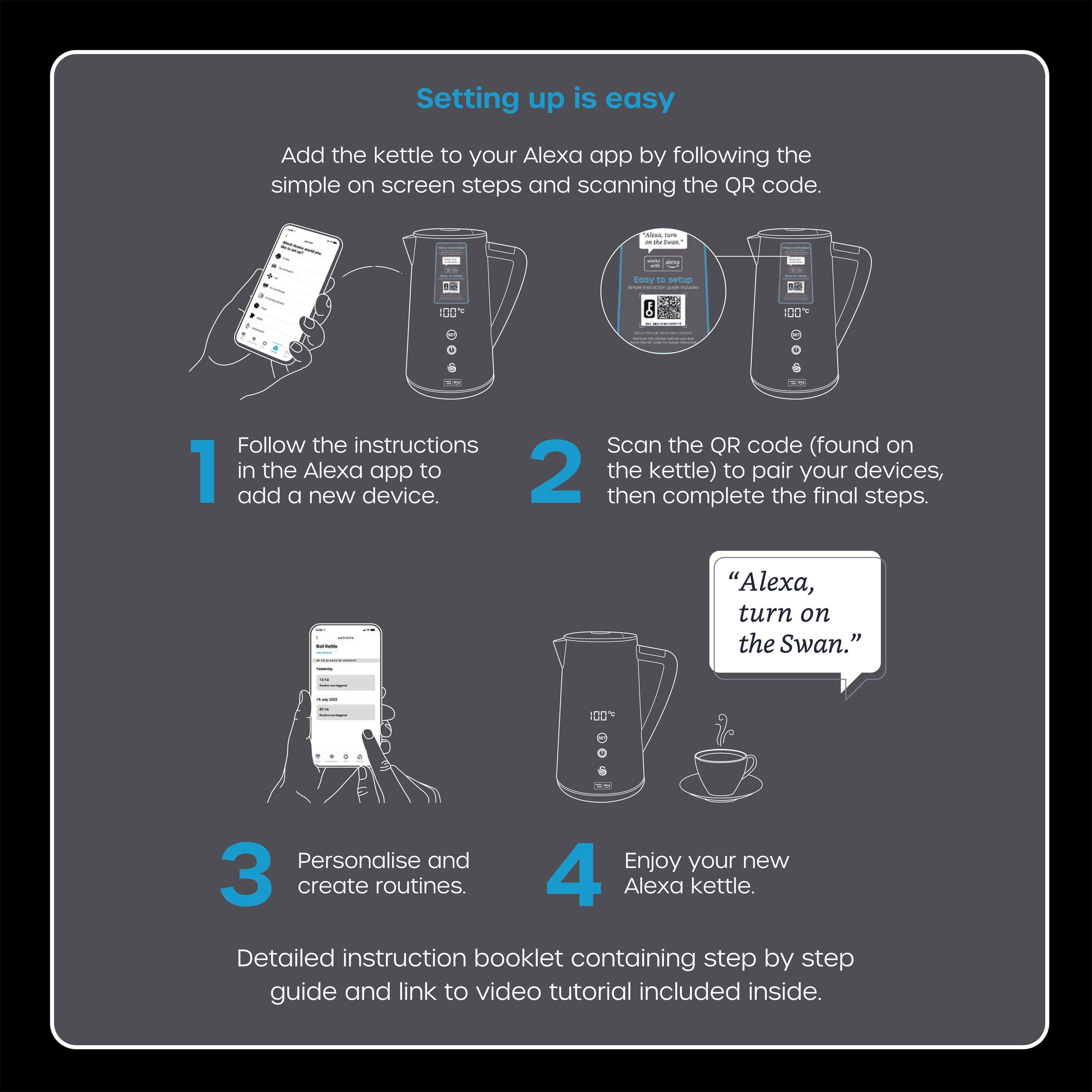 Black - Swan - Swan Alexa 1.5 Litre Smart Kettle - 10