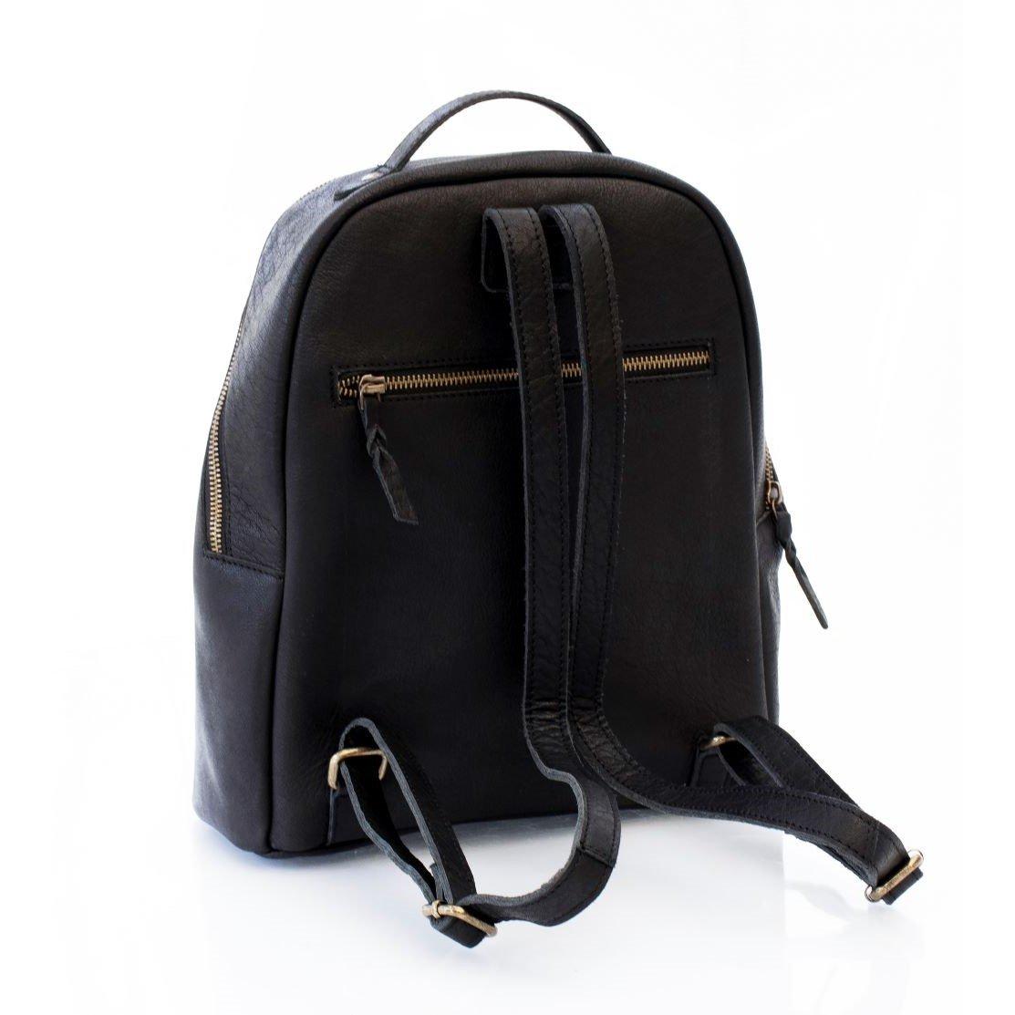Black - PRIMEHIDE Leather - Rica Black Leather Ladies Backpack - 4