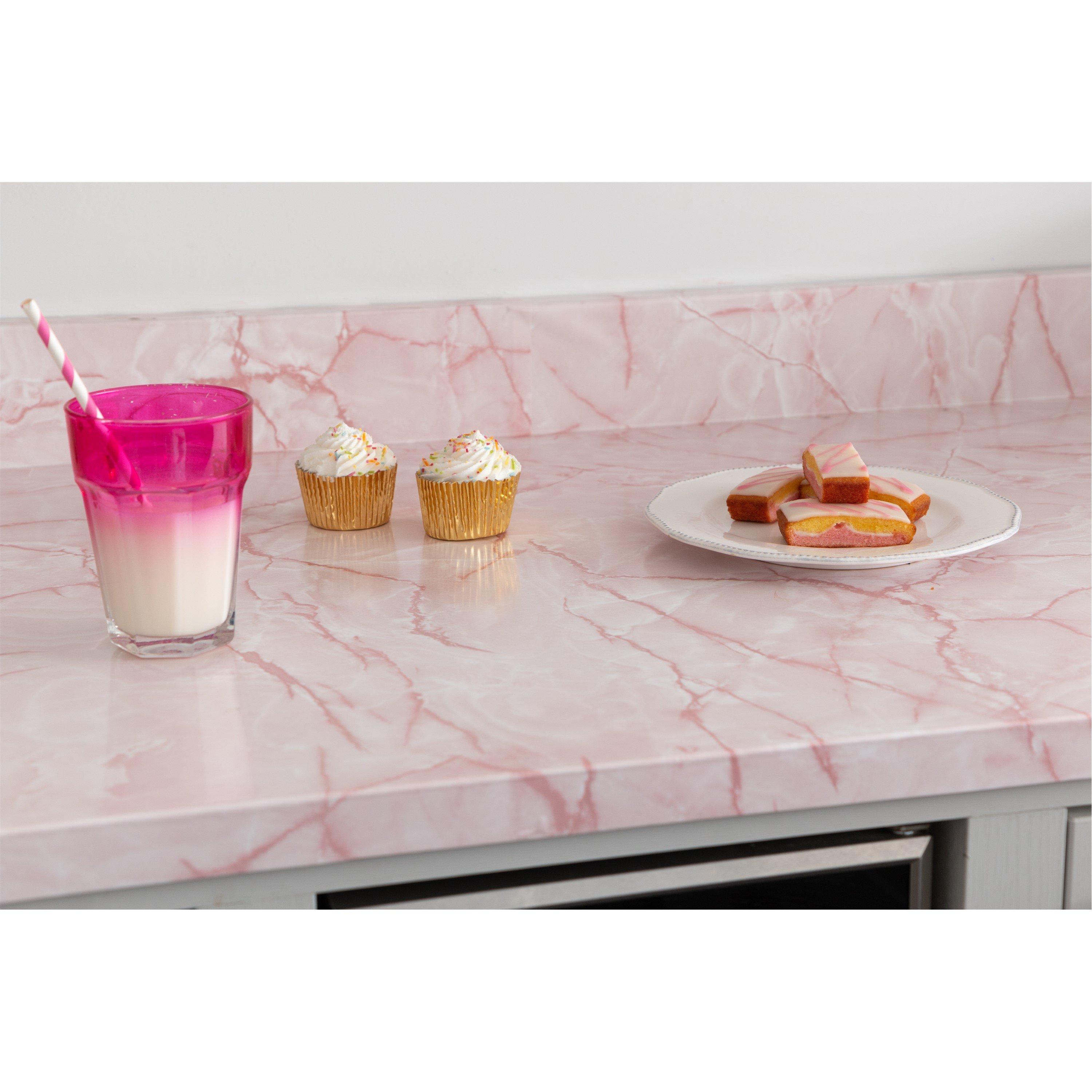 Pink - D C Fix - dc fix Marble Pink Self Adhesive Vinyl Wrap - 3