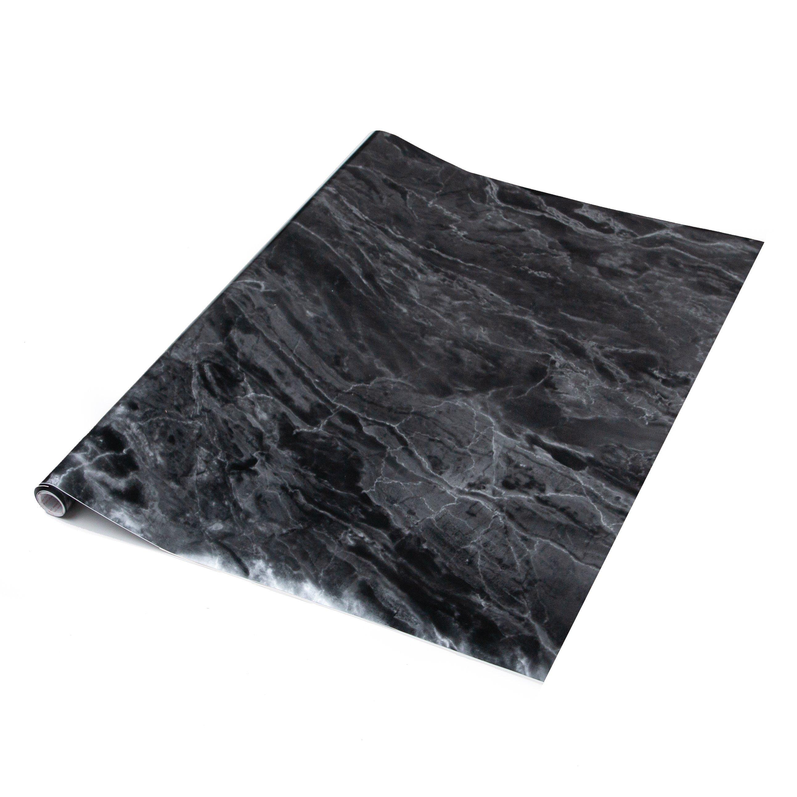 Black - D C Fix - Marble Romeo Self Adhesive Vinyl Wrap - 1