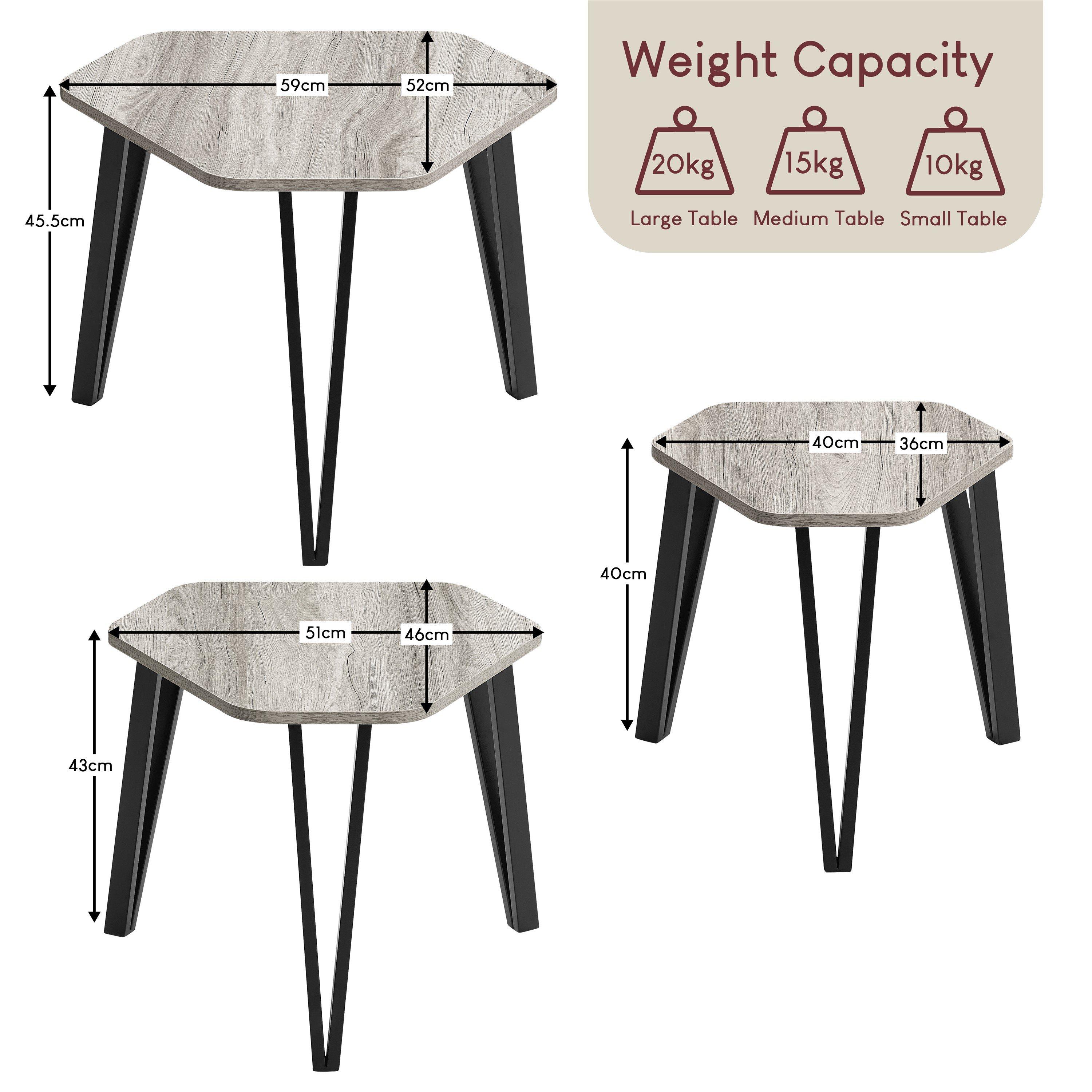 Grey - Lassic - Vida Designs Brooklyn Nest of 3 Tables - 2