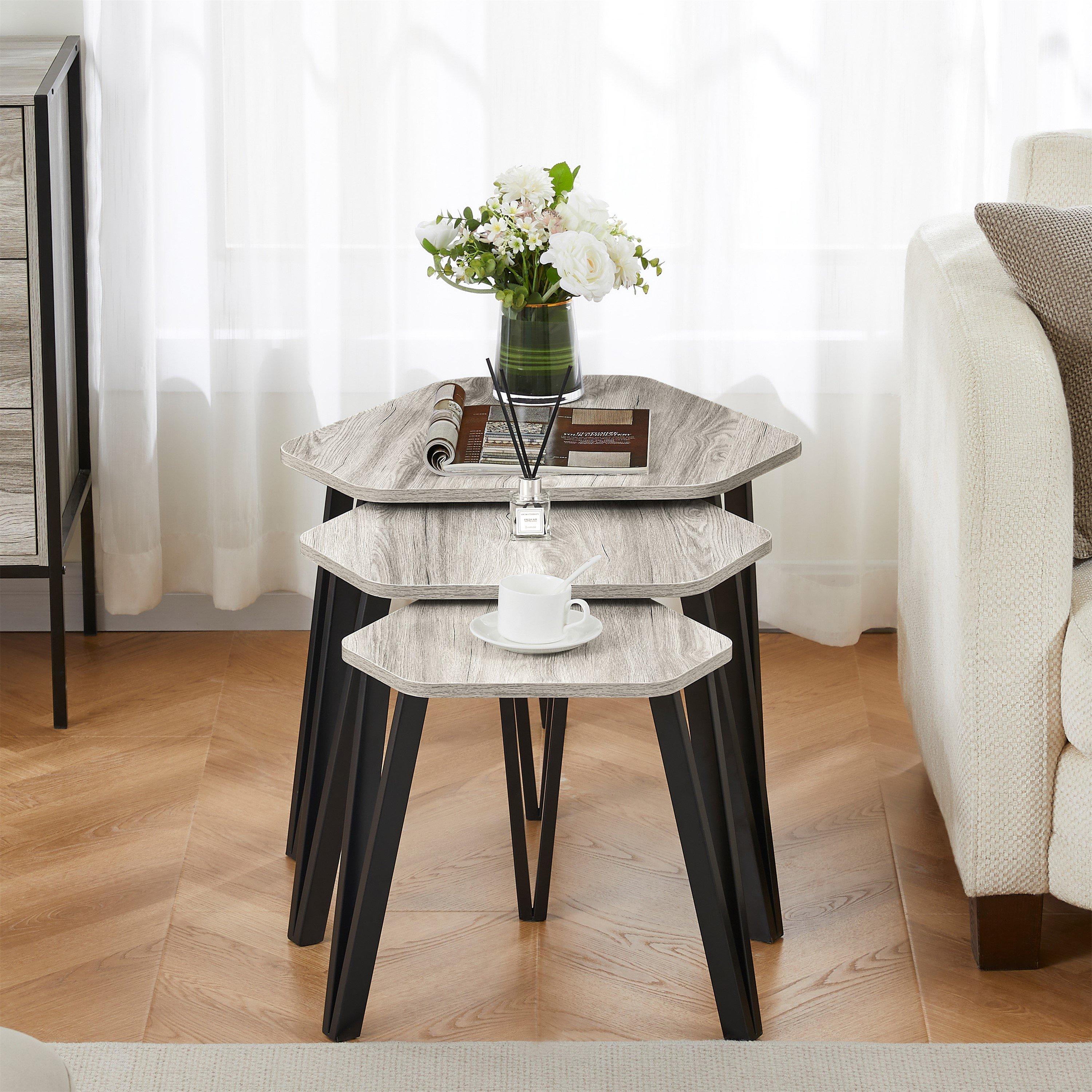 Grey - Lassic - Vida Designs Brooklyn Nest of 3 Tables - 3