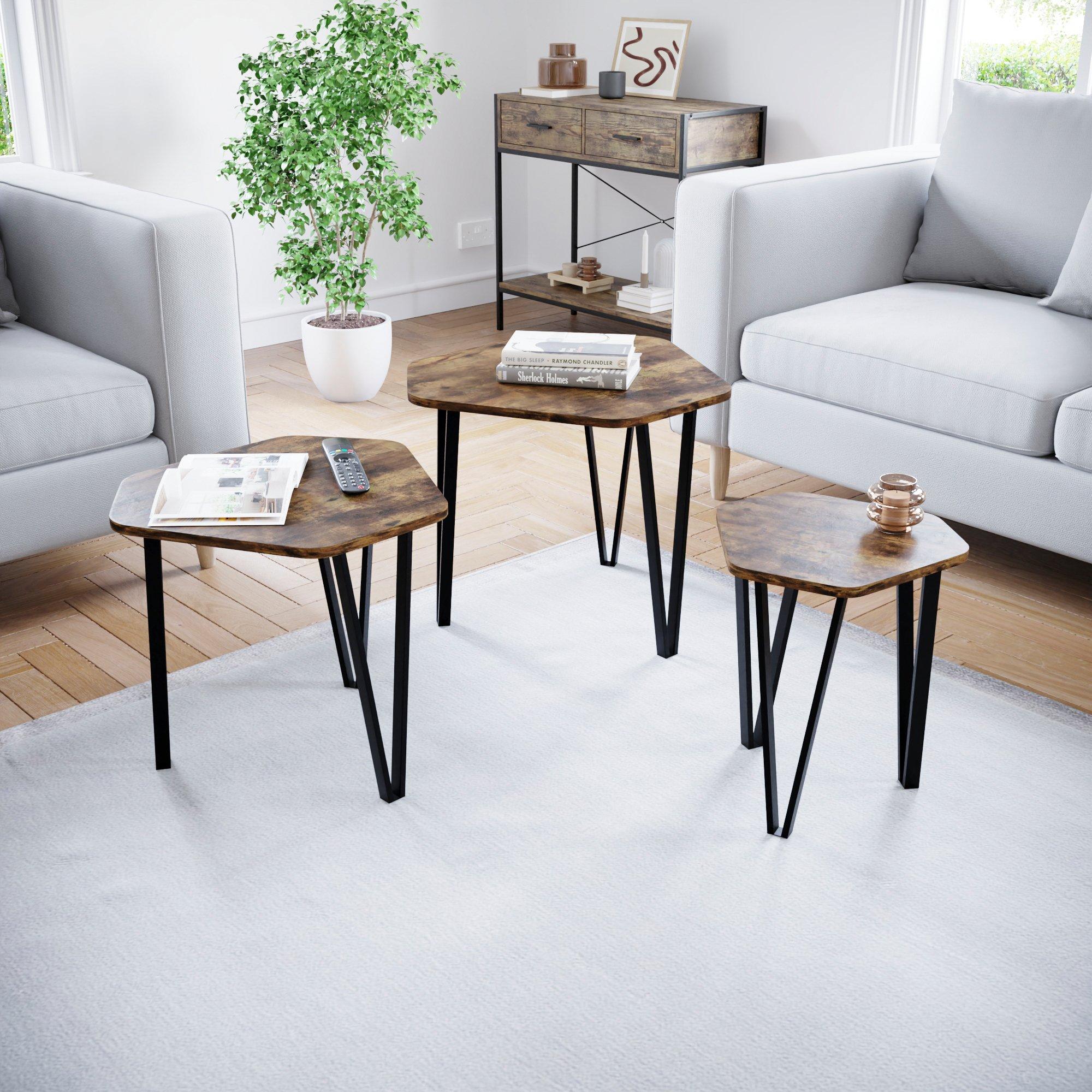 Dark Wood - Lassic - Vida Designs Brooklyn Nest of 3 Tables - 1