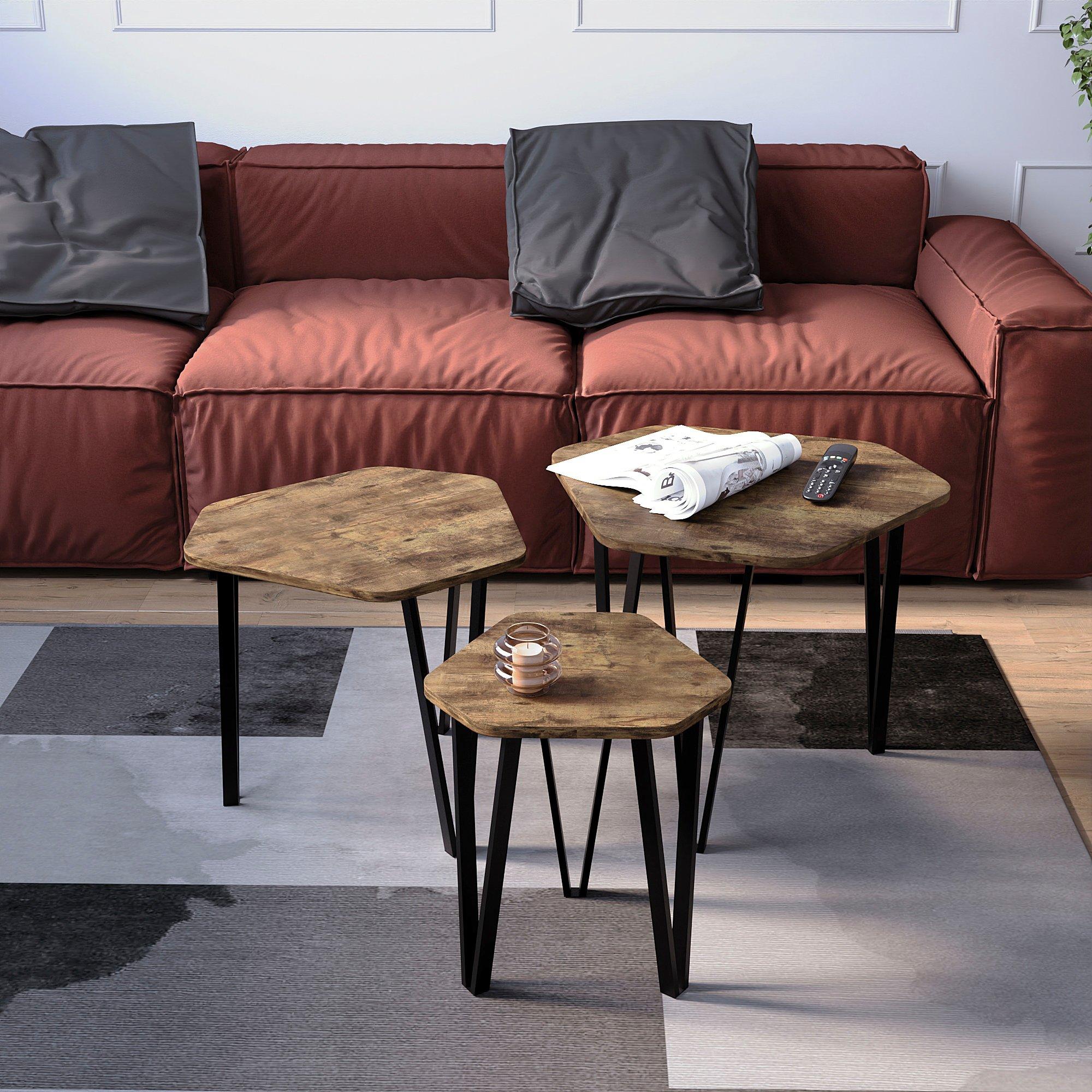 Dark Wood - Lassic - Vida Designs Brooklyn Nest of 3 Tables - 3