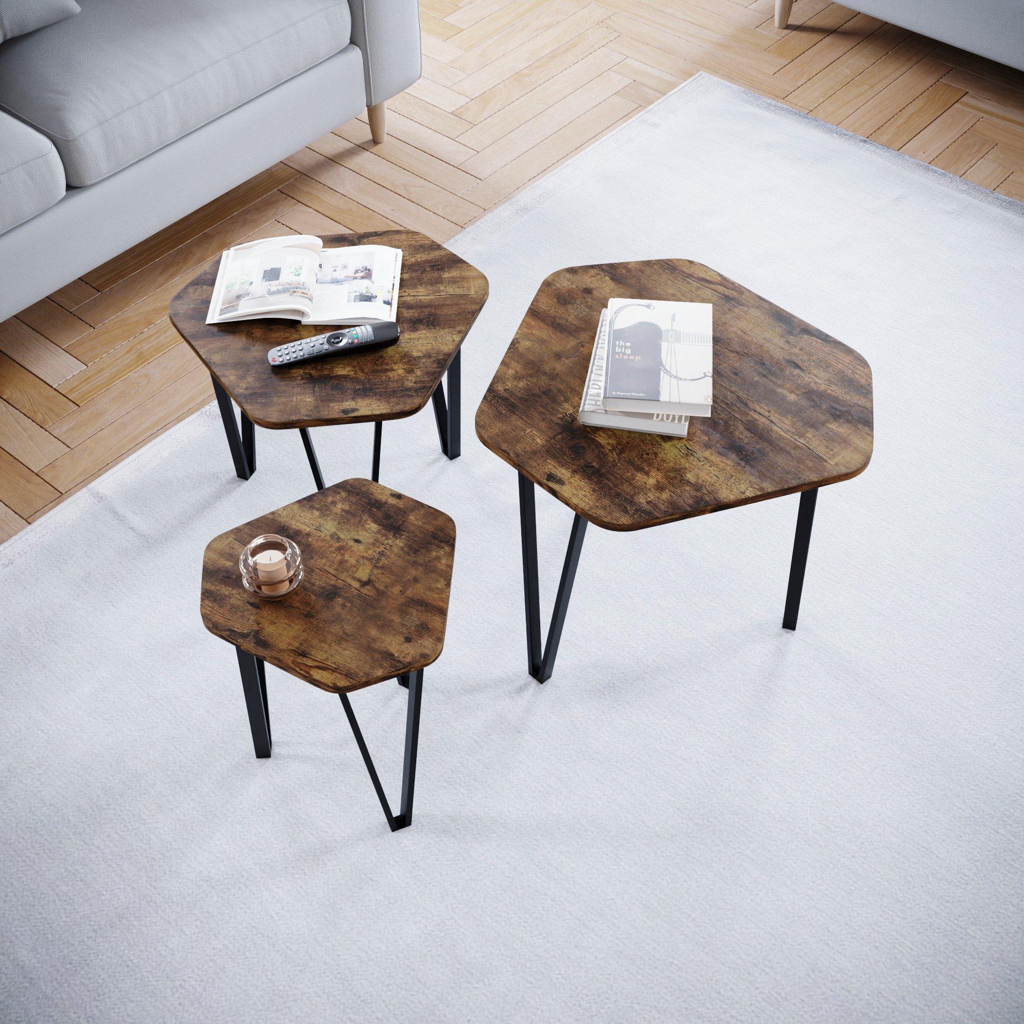 Dark Wood - Lassic - Vida Designs Brooklyn Nest of 3 Tables - 4