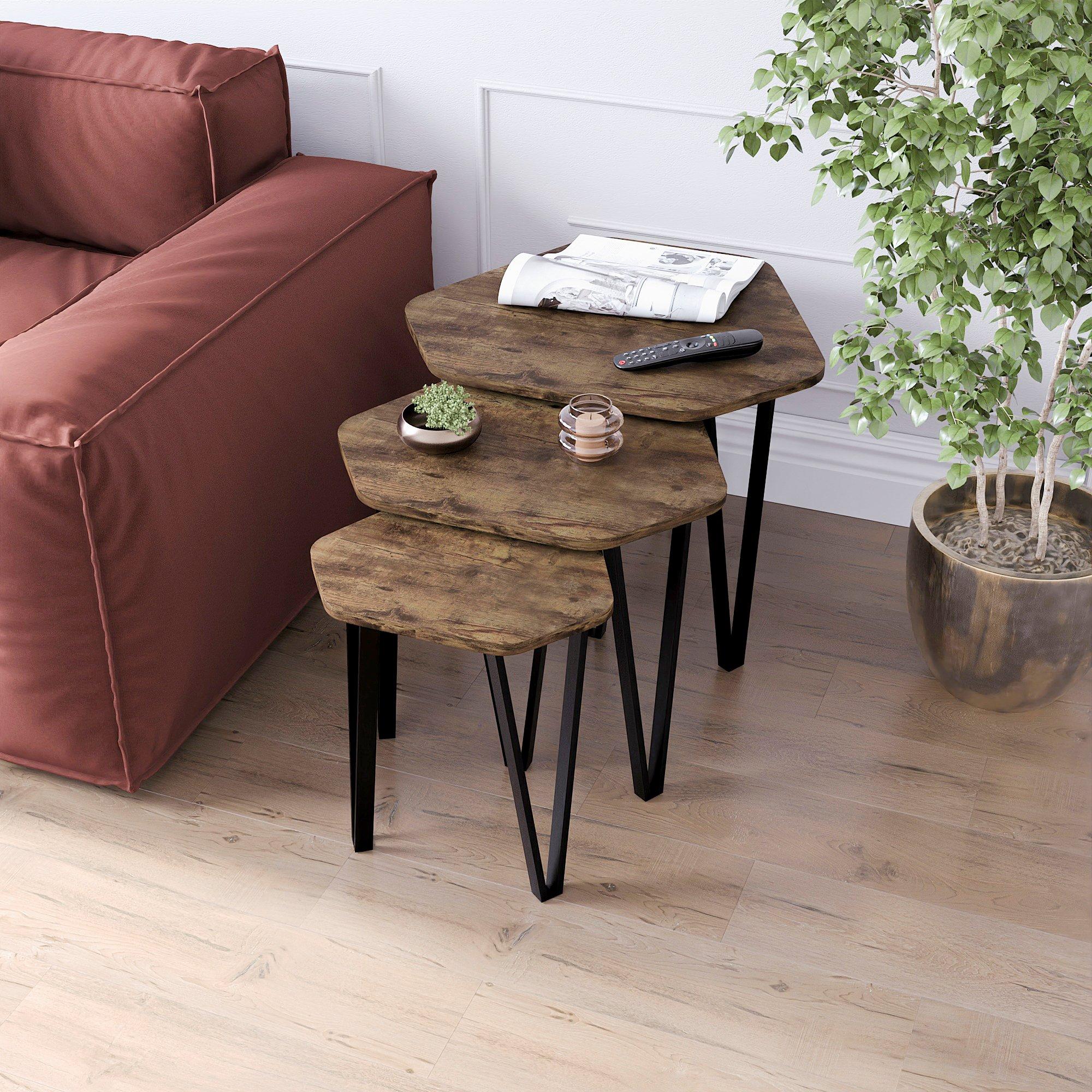 Dark Wood - Lassic - Vida Designs Brooklyn Nest of 3 Tables - 7